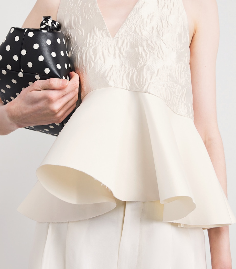 Satin Jacquard Peplum Top 135 EGRET Image 6