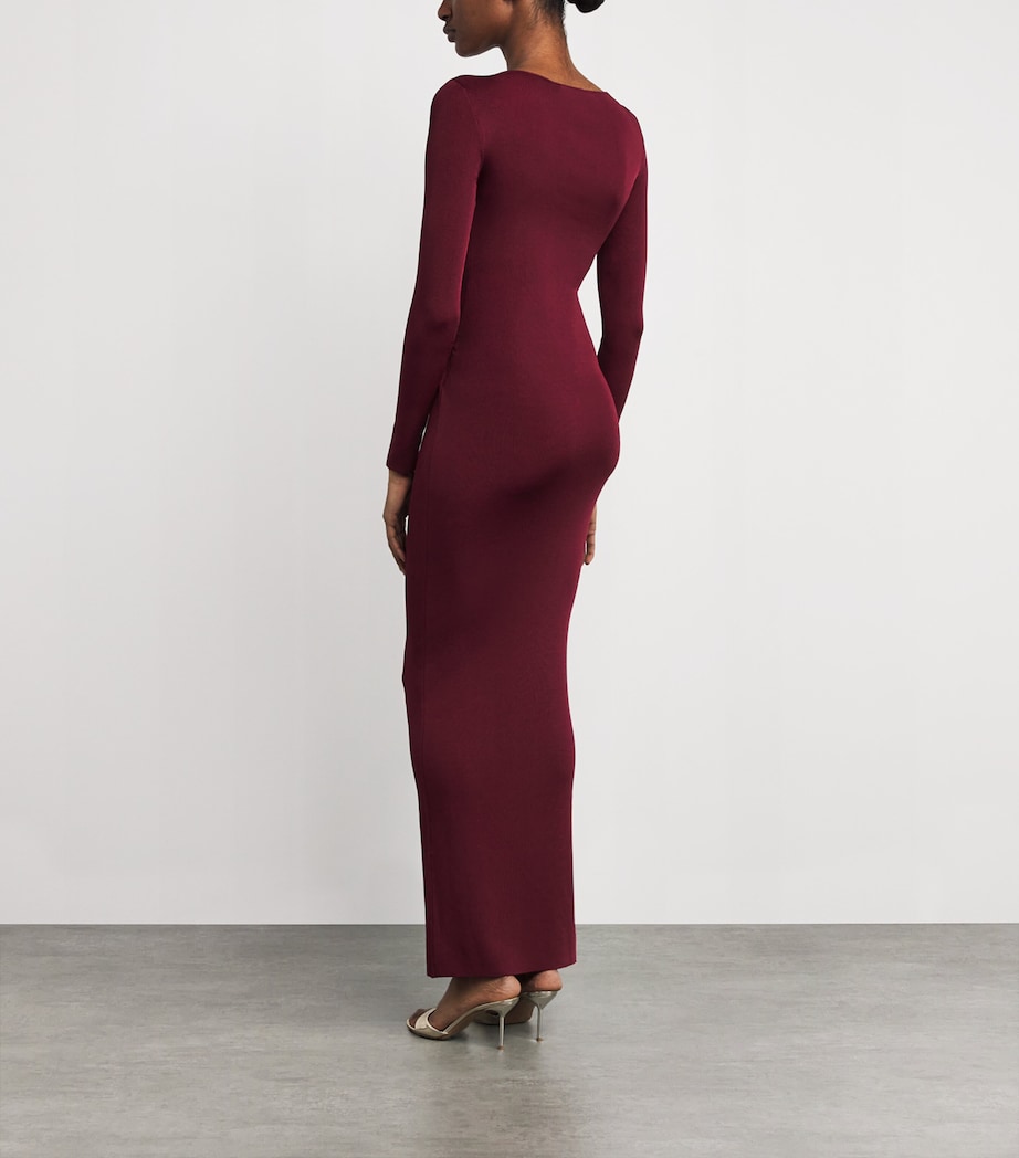 Knit Buckle Maxi Dress DARK RED Image 3