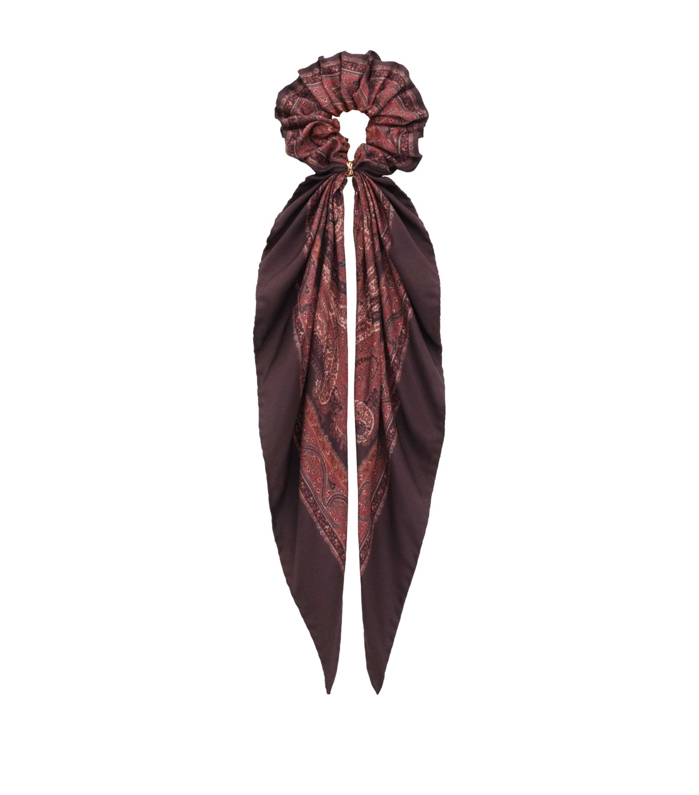 Saint Laurent Paisley Silk Satin Scrunchie In Red