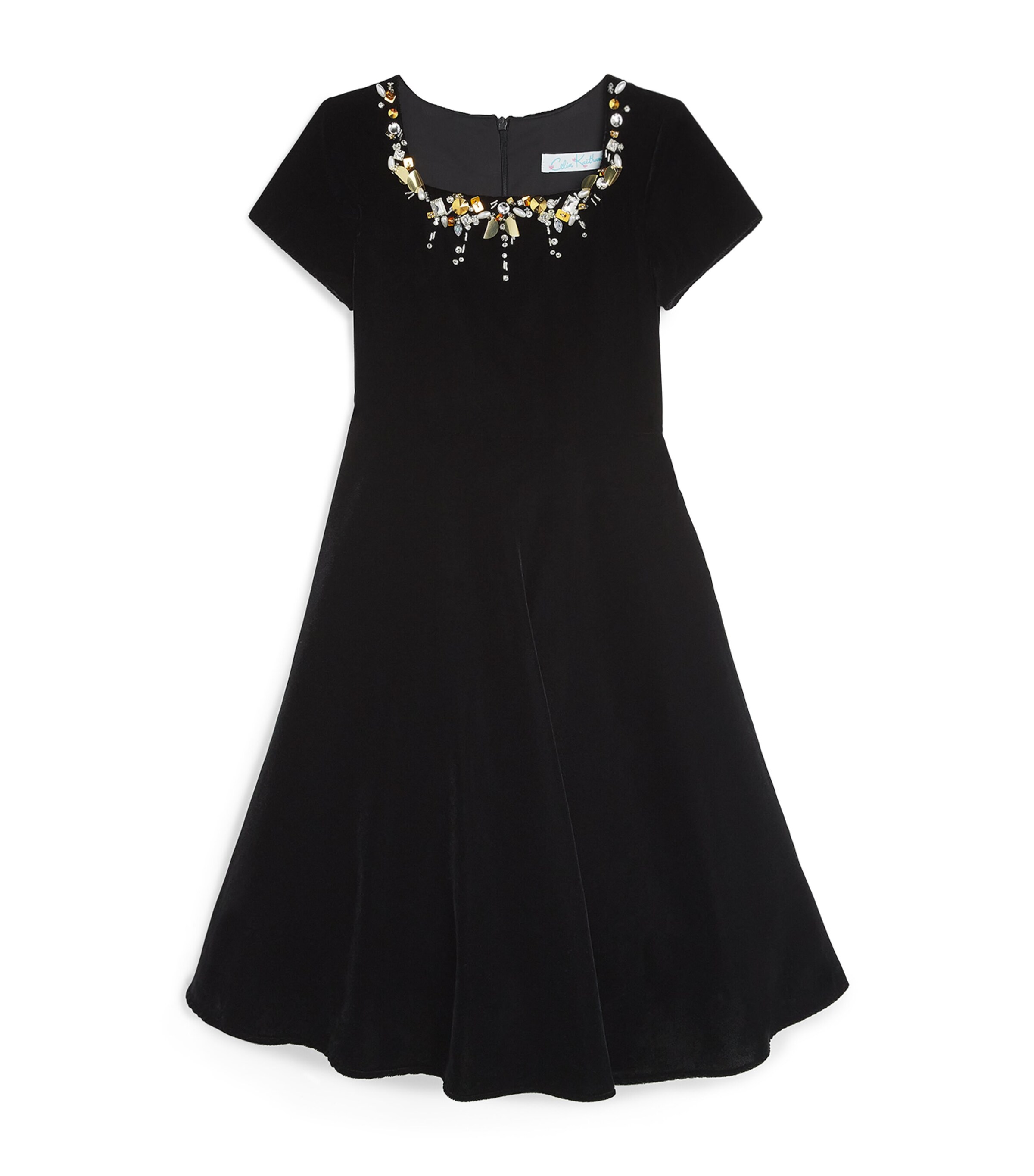 Shop Celia Kritharioti Velvet Embellished Dress In Black