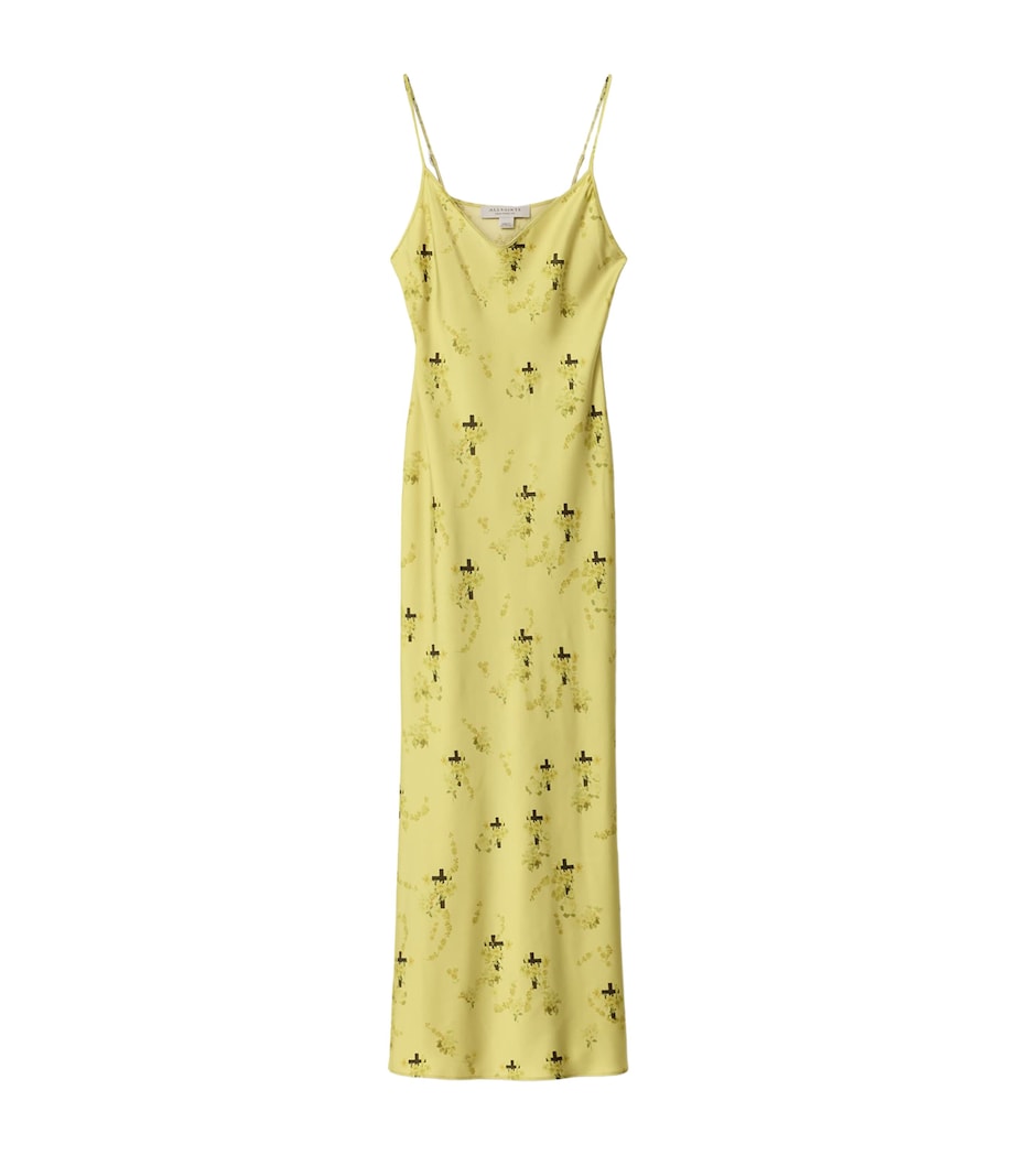 AllSaints Womens Floral Print Bryony Maxi Dress Empoli Yellow Image 1
