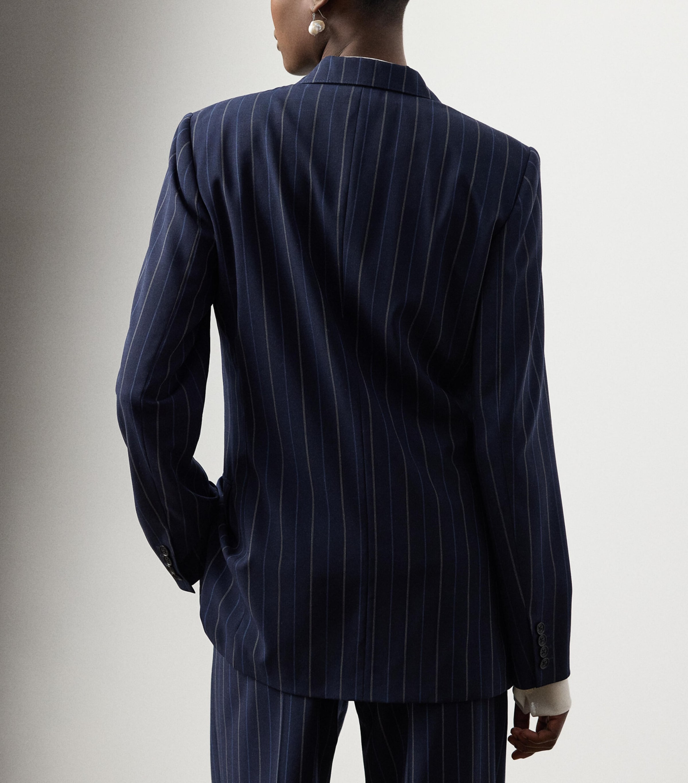 Wool Pinstripe Marcy Blazer NAVY-410 Image 3