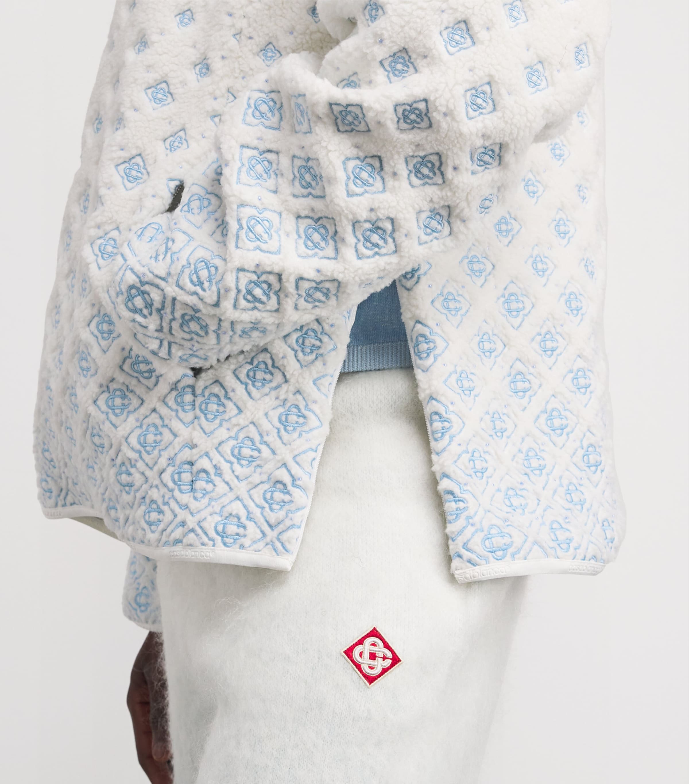 Embroidered Gradient Fleece Jacket WHITE Image 6