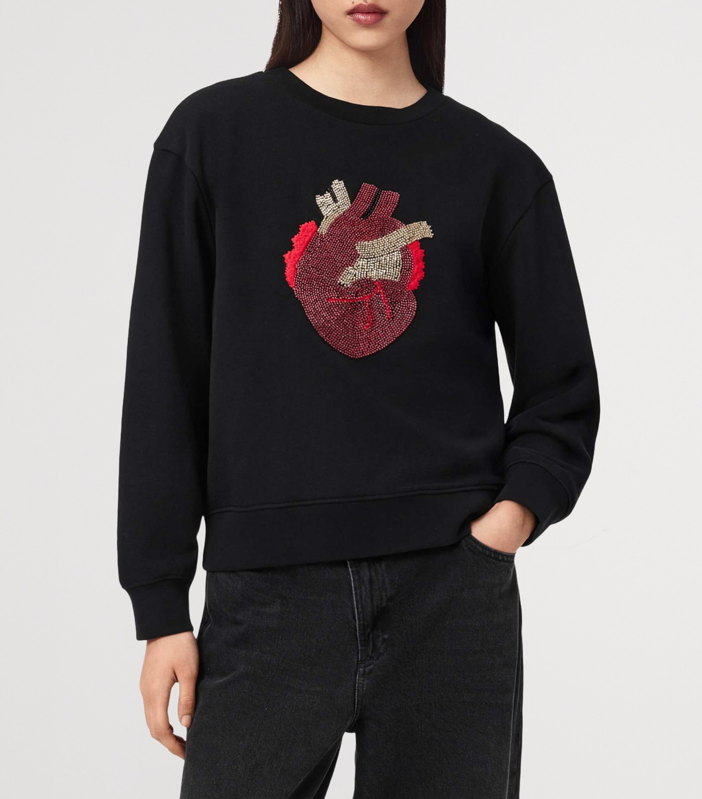AllSaints Womens Embellished Andrea Pippa Sweatshirt Black Image 6