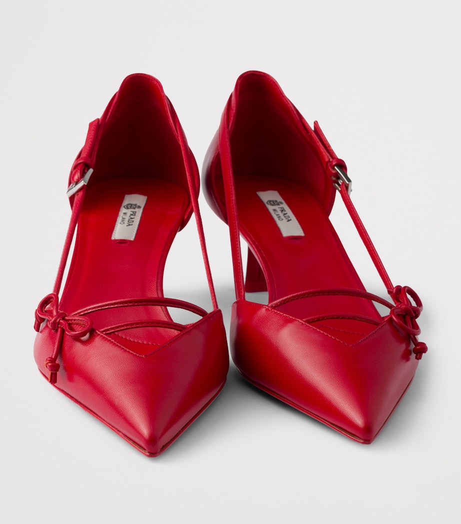 Prada Leather Open-Side Pumps 45 Red Image 6