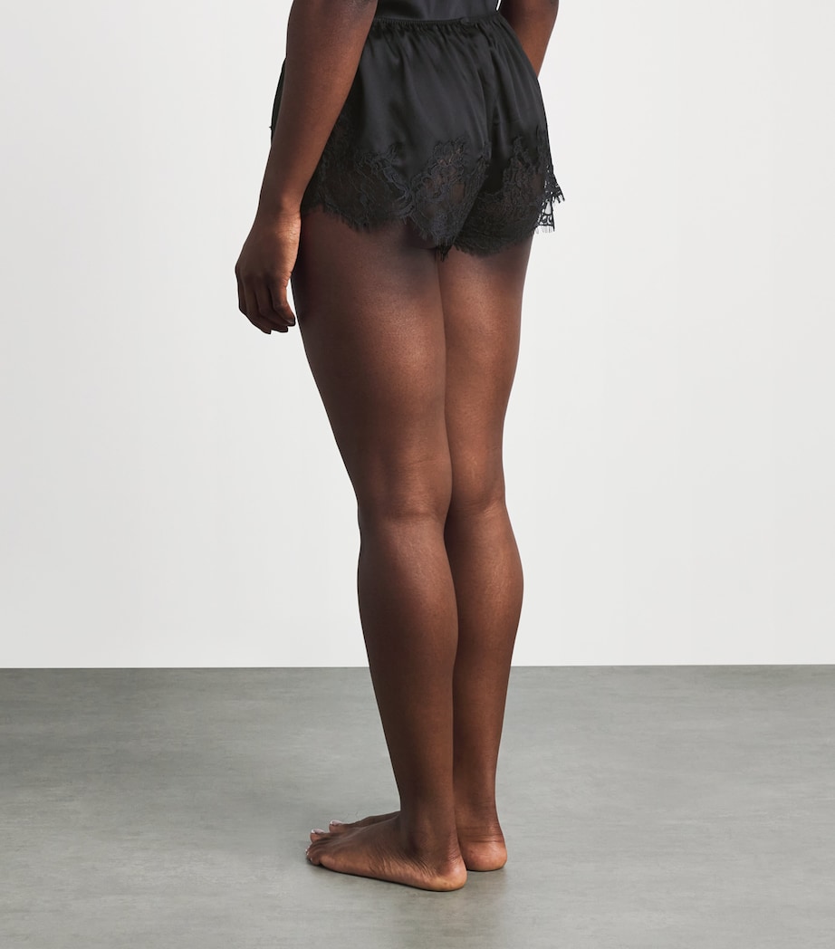 Skims Womens Stretch-Silk Lace-Trim Shorts Onyx Image 5
