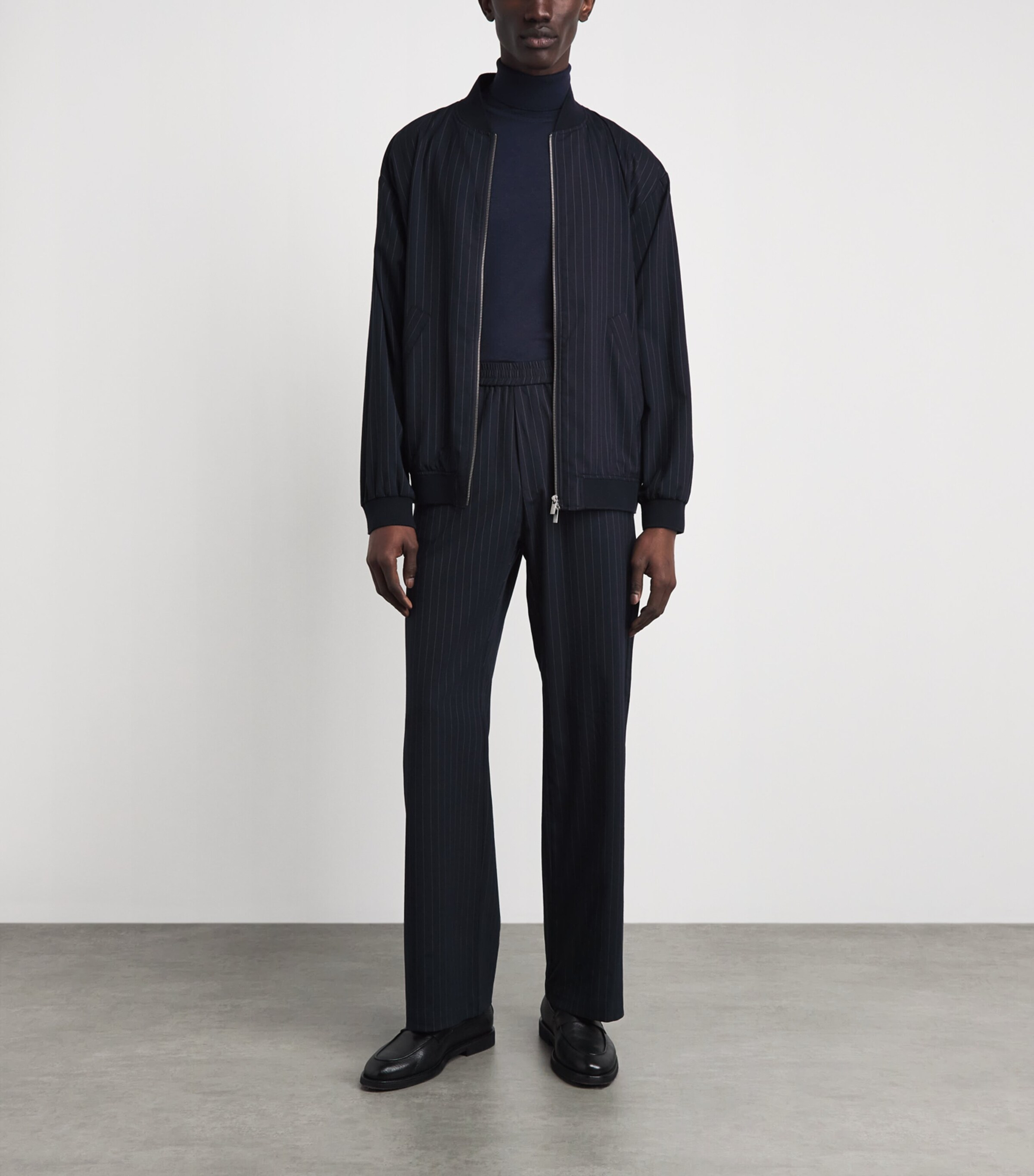 Alan Scott Mens Superfine Merino Wool Rollneck Sweater Midnight Image 2