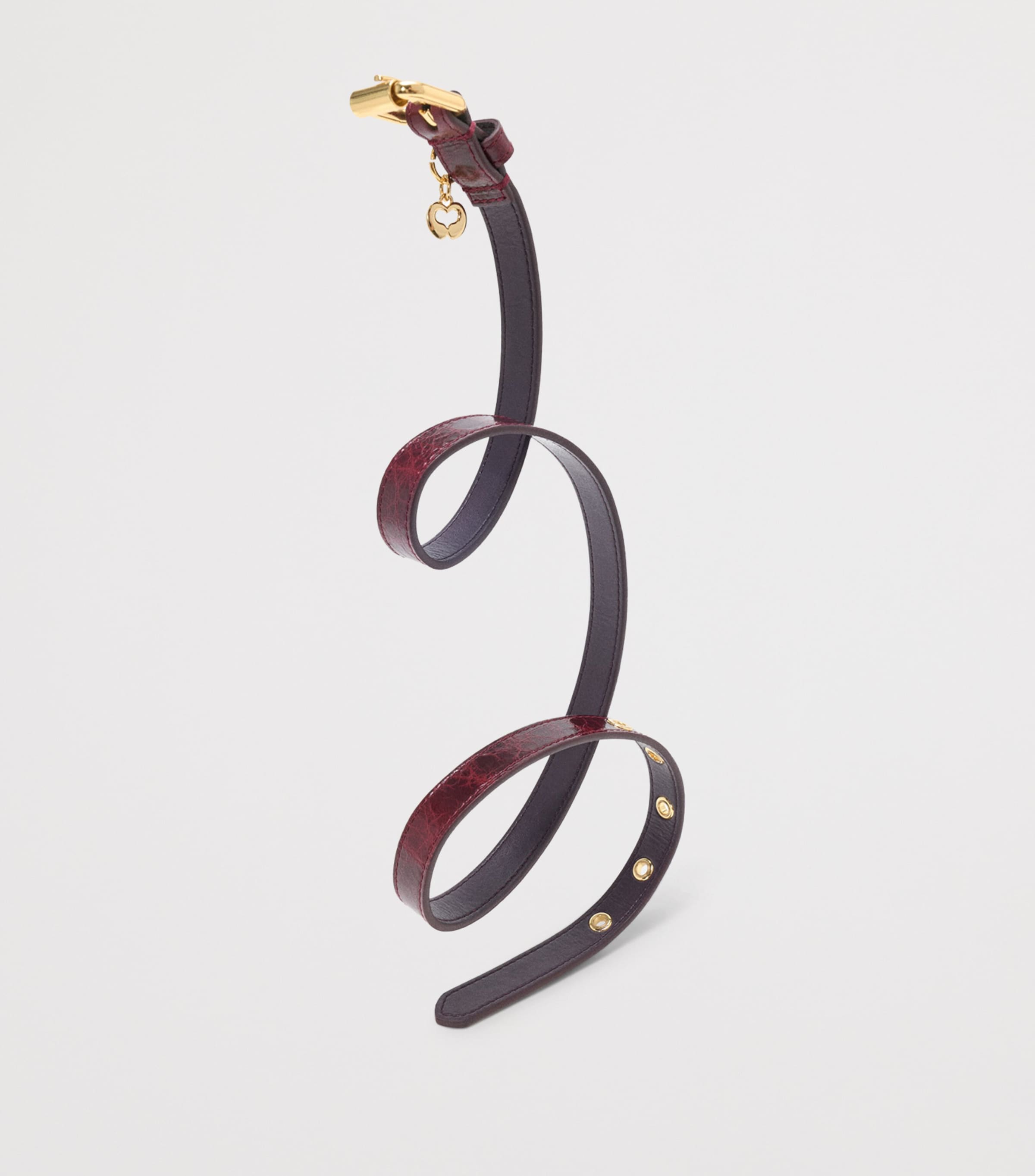 Maje Leather Eyelet Slim Belt Burgundy Image 3