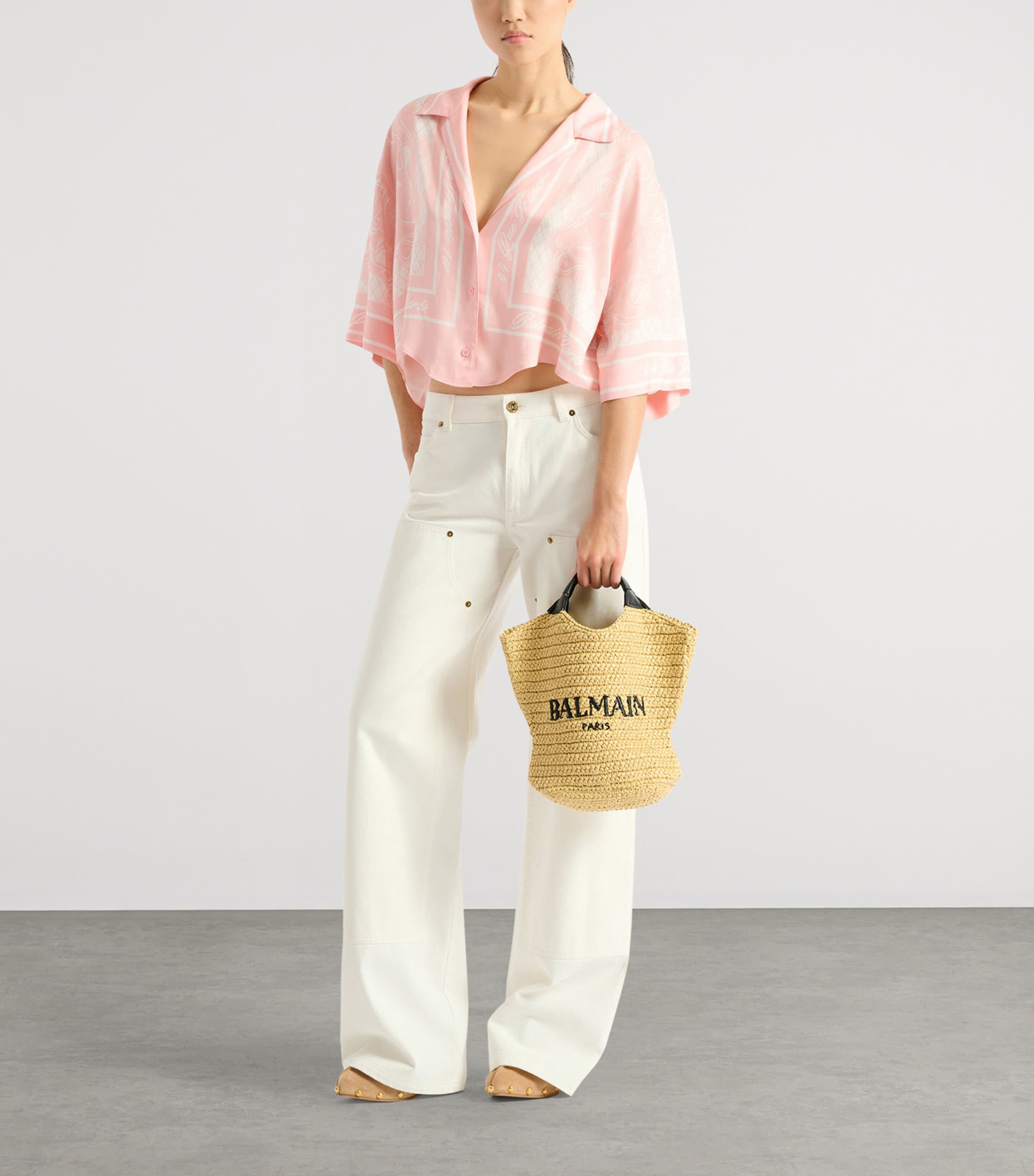 Balmain Mini Crochet Tote Bag Gte Naturel / Noir Image 2