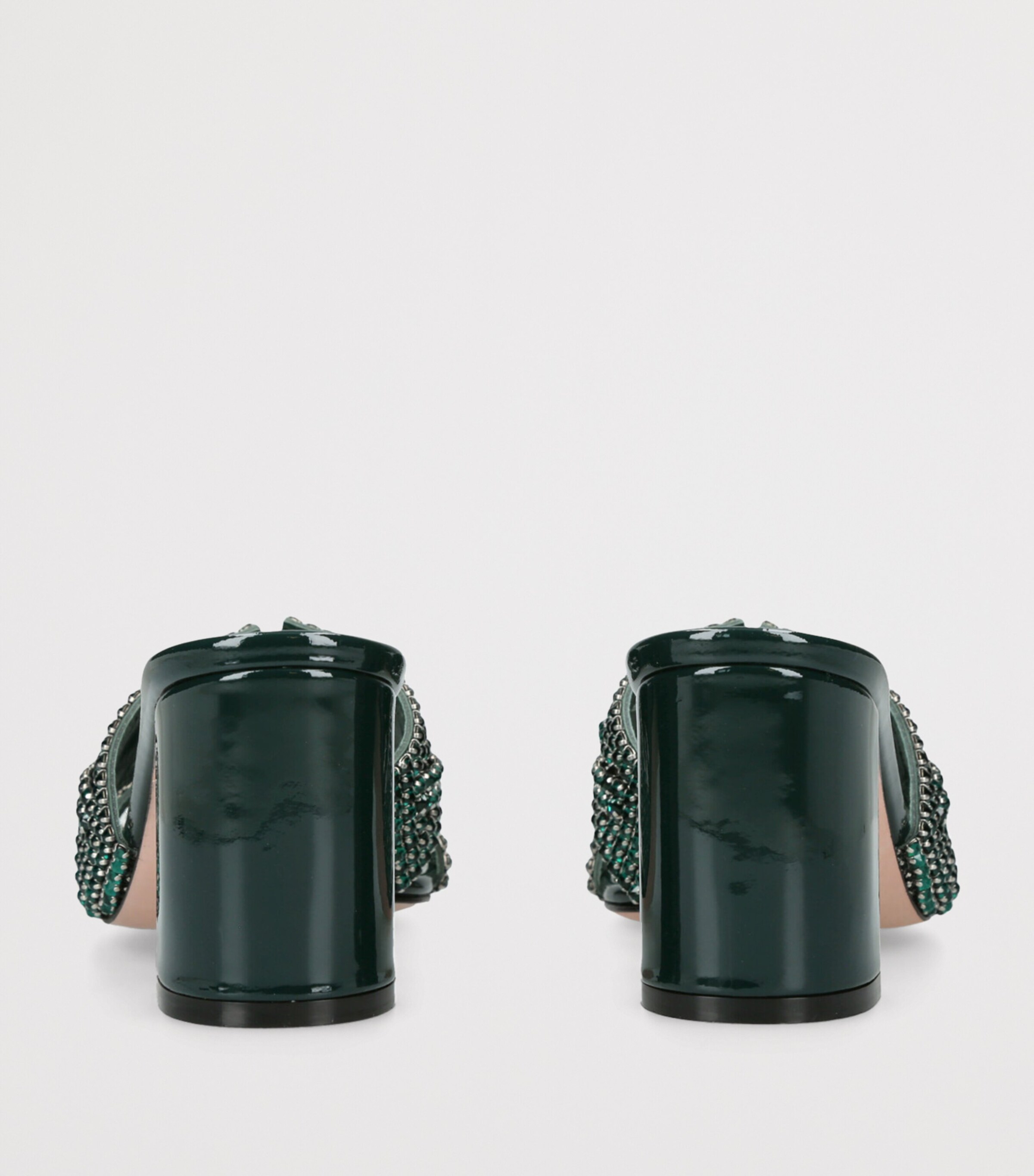 Gina Patent Leather Embellished Maine Mules 70 Dark Green Image 2
