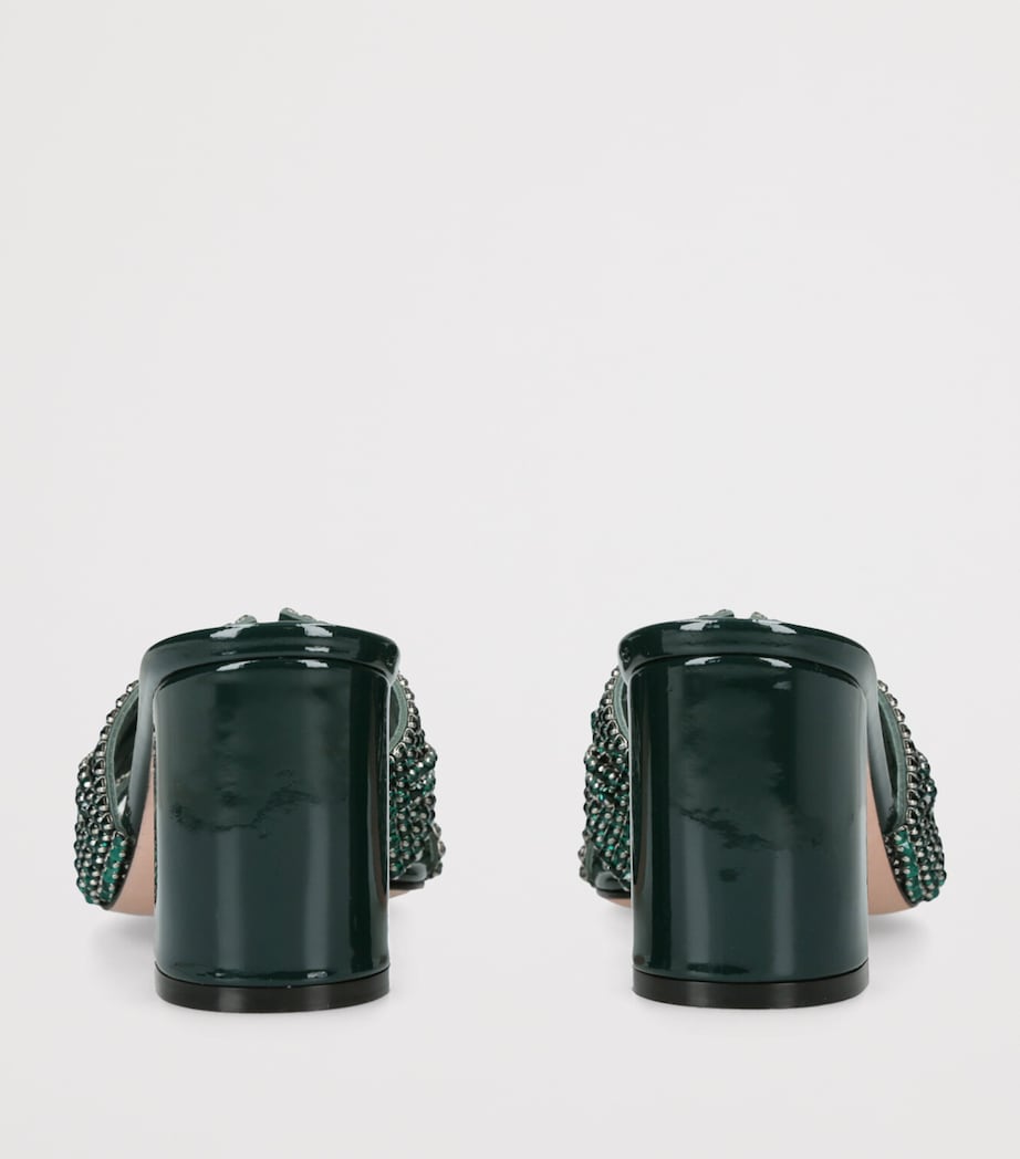 Gina Patent Leather Embellished Maine Mules 70 Dark Green Image 2
