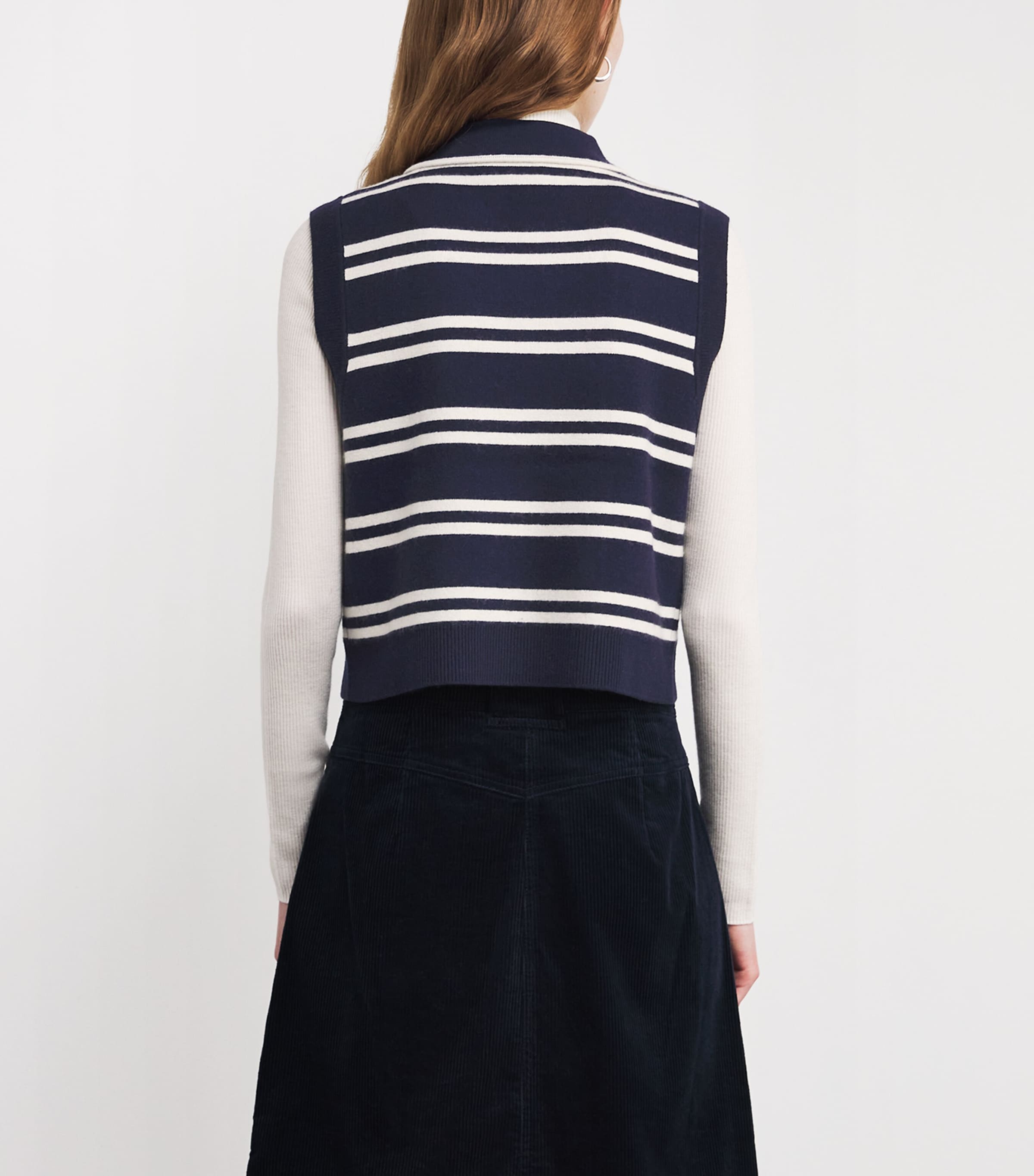 Stripe Sleeveless Cardigan DUAL-COLOR Image 4
