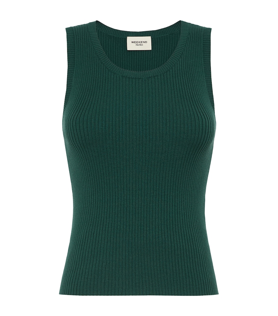Weekend Max Mara Womens Rib-Knit Tank Top Green Image 1