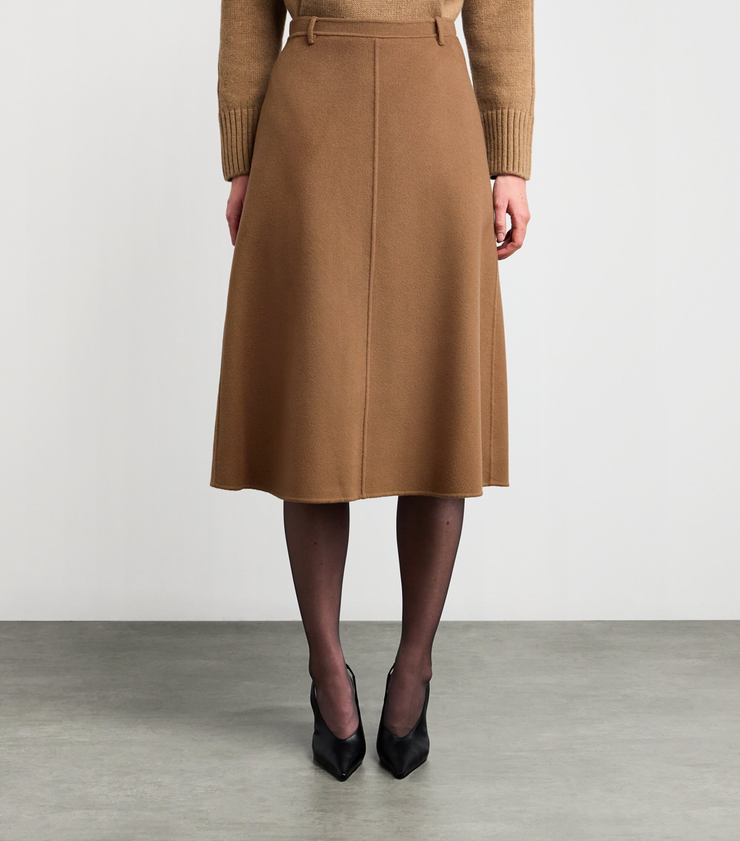Virgin Wool Midi Skirt HAZELNUT BROWN Image 3
