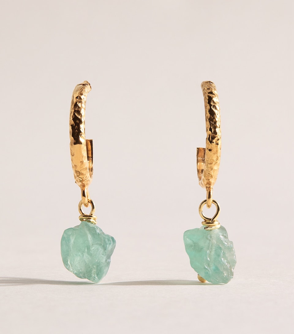 Hermina Athens Gold-Plated Turquoise Hoop Earrings Gold