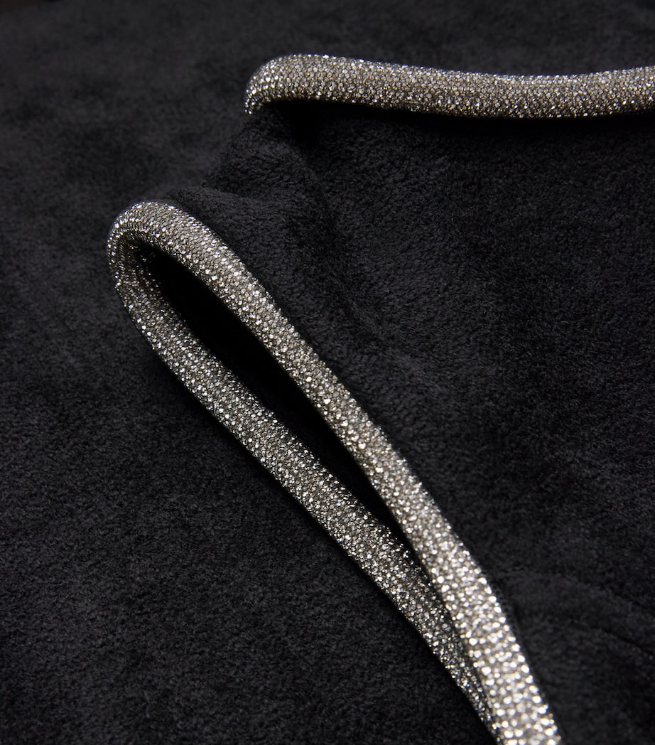 Velvet Embellished-Detail Midi Dress BLACK Image 5