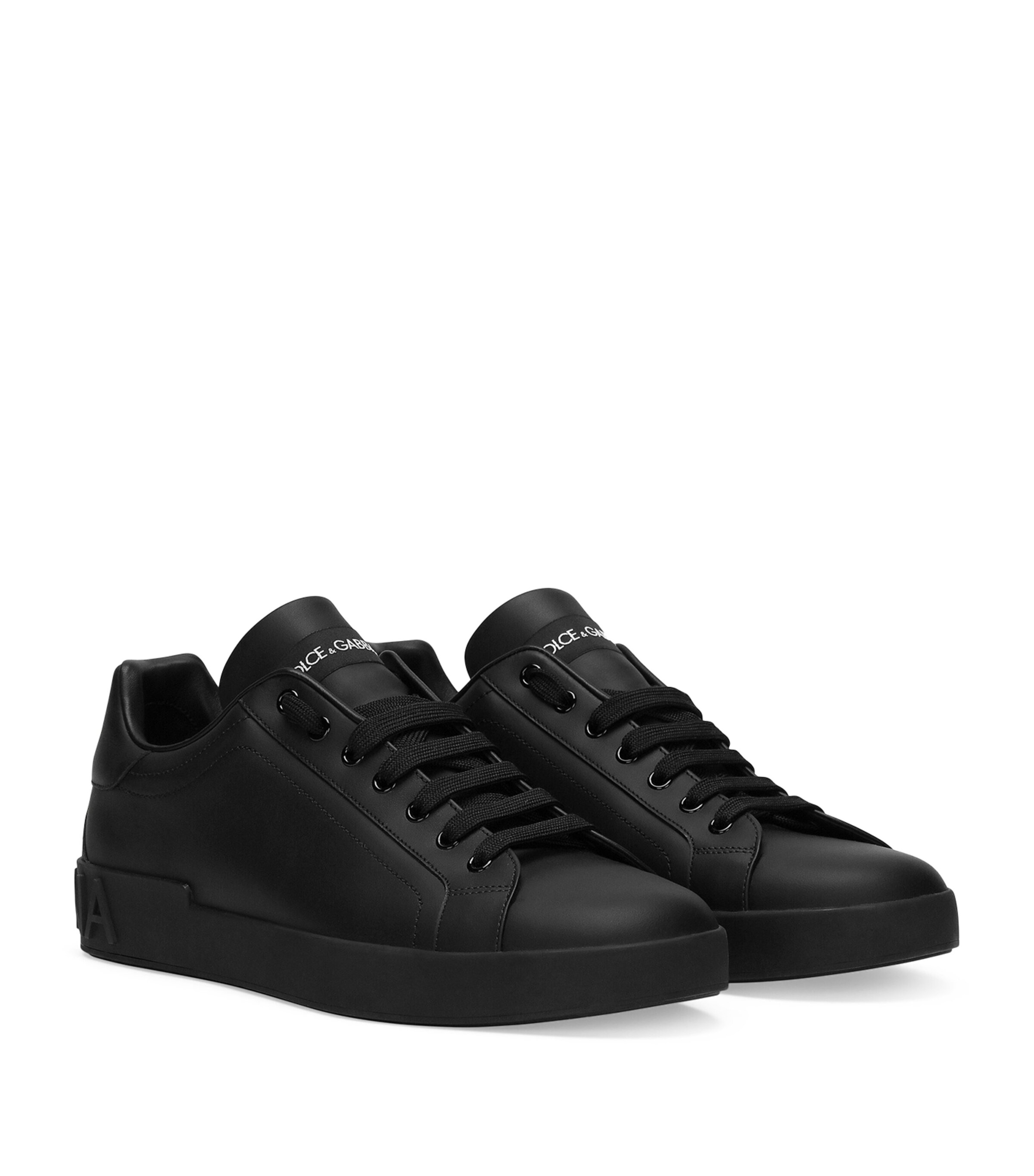 Leather Logo Sneakers 80999-BLACK Image 4