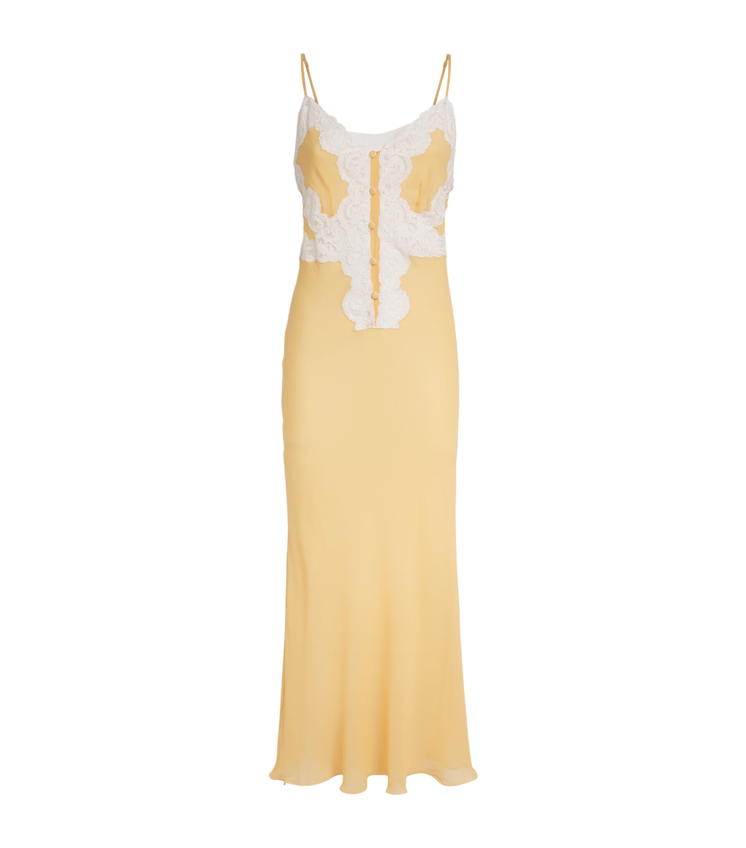 Loretta Caponi Womens Silk Georgette Palmira Nightdress Yellow Image 1