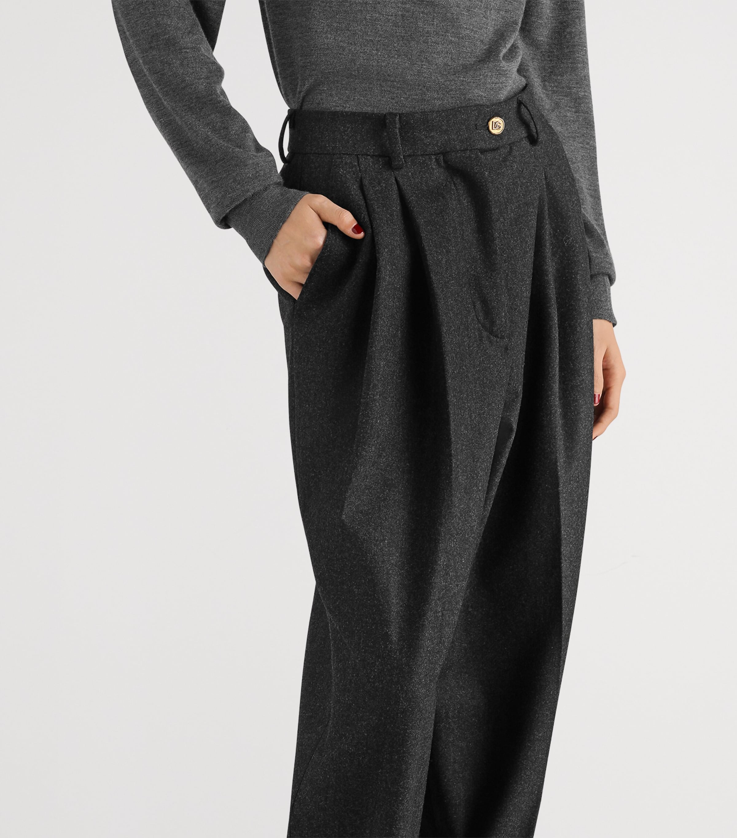 Dolce&Gabbana Womens Virgin Wool Straight Trousers Melange Grey Image 4