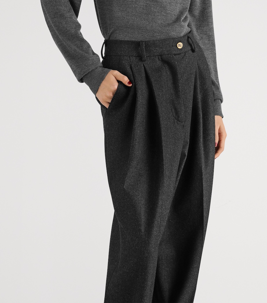 Dolce&Gabbana Womens Virgin Wool Straight Trousers Melange Grey Image 4