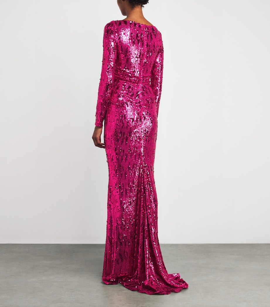 Draped Sequinned Gown FUCHSIA Image 3