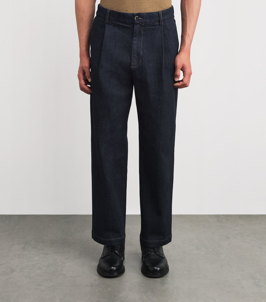 Pleated Wide-Leg Jeans 170 NAVY Image 3