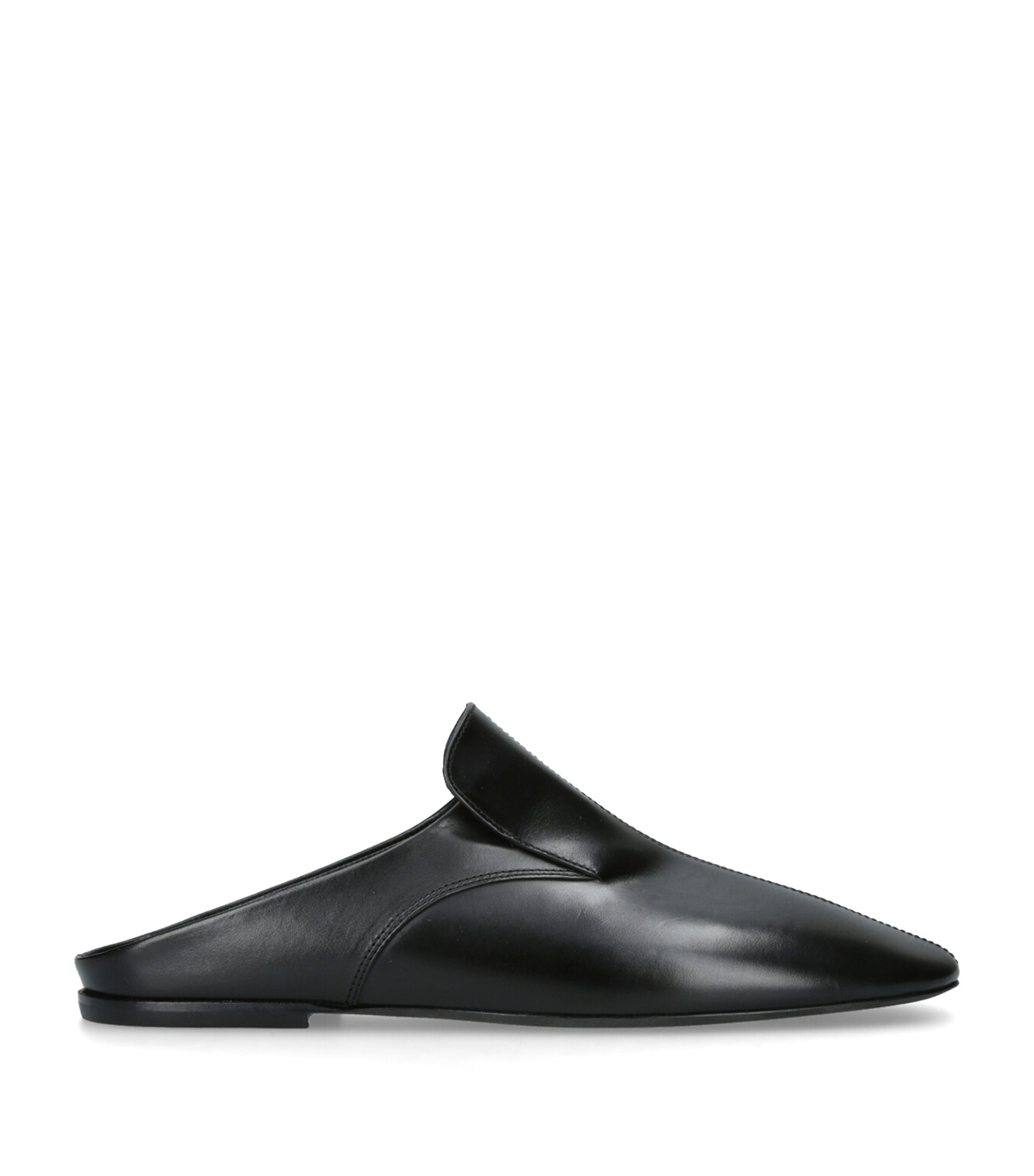 Leather Square-Toe Mules BLACK Image 1