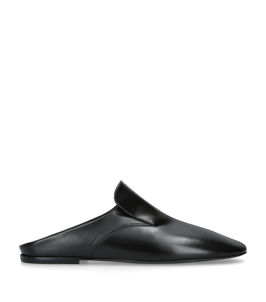 Leather Square-Toe Mules BLACK Image 1