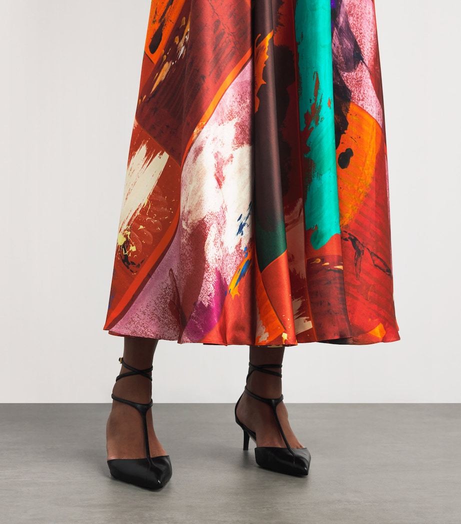 Satin Ameera Midi Skirt BLD ORNG PCTRL PRNT Image 6