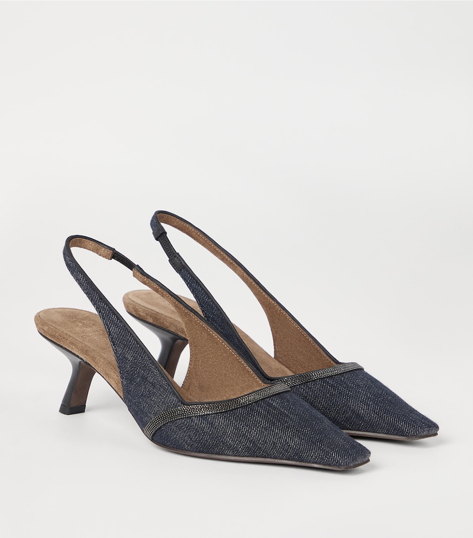 Denim-Effect Slingback Pumps 55 C001 Image 3