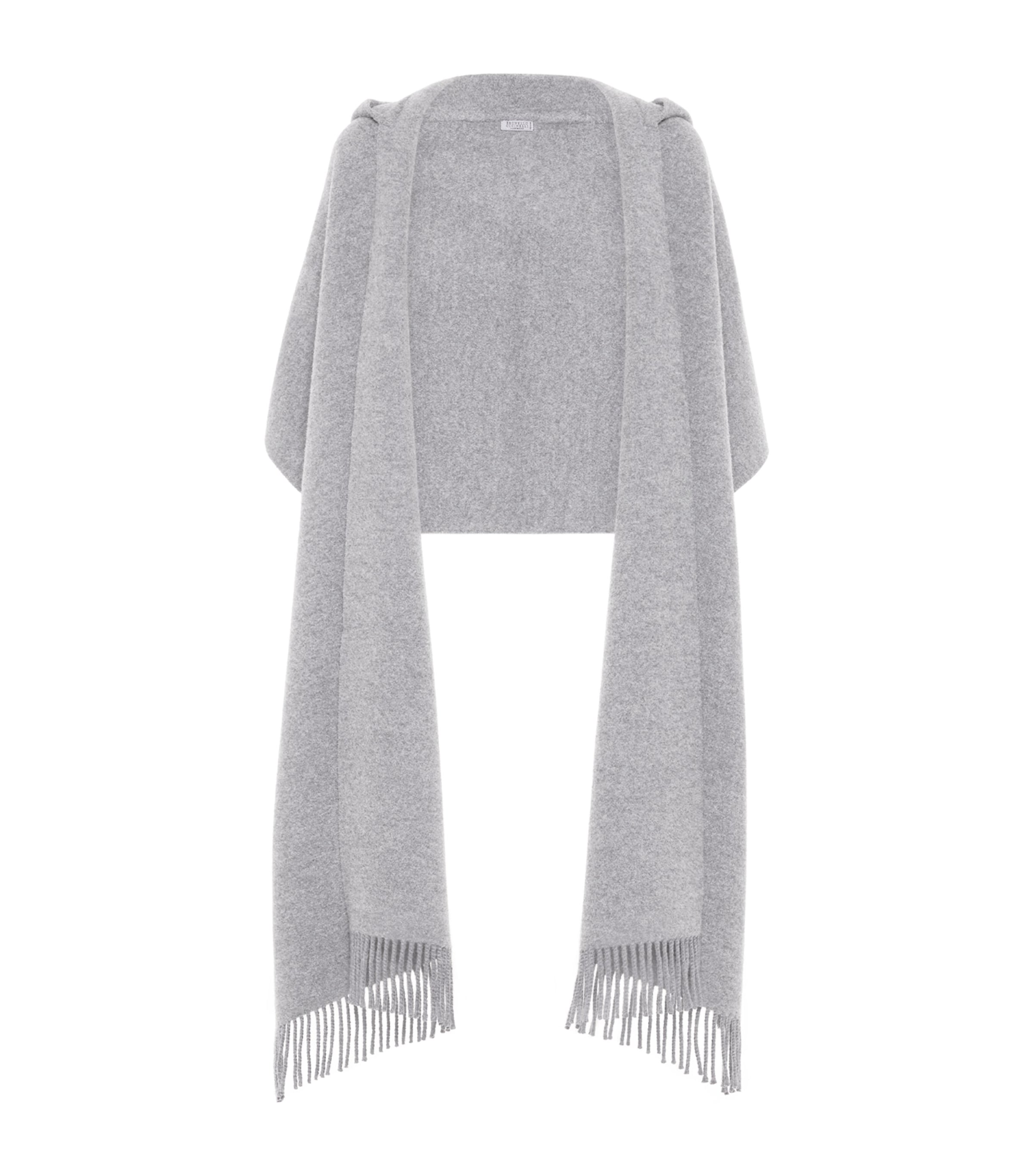 Brunello Cucinelli Wool-cashmere Hood Scarf In Gray