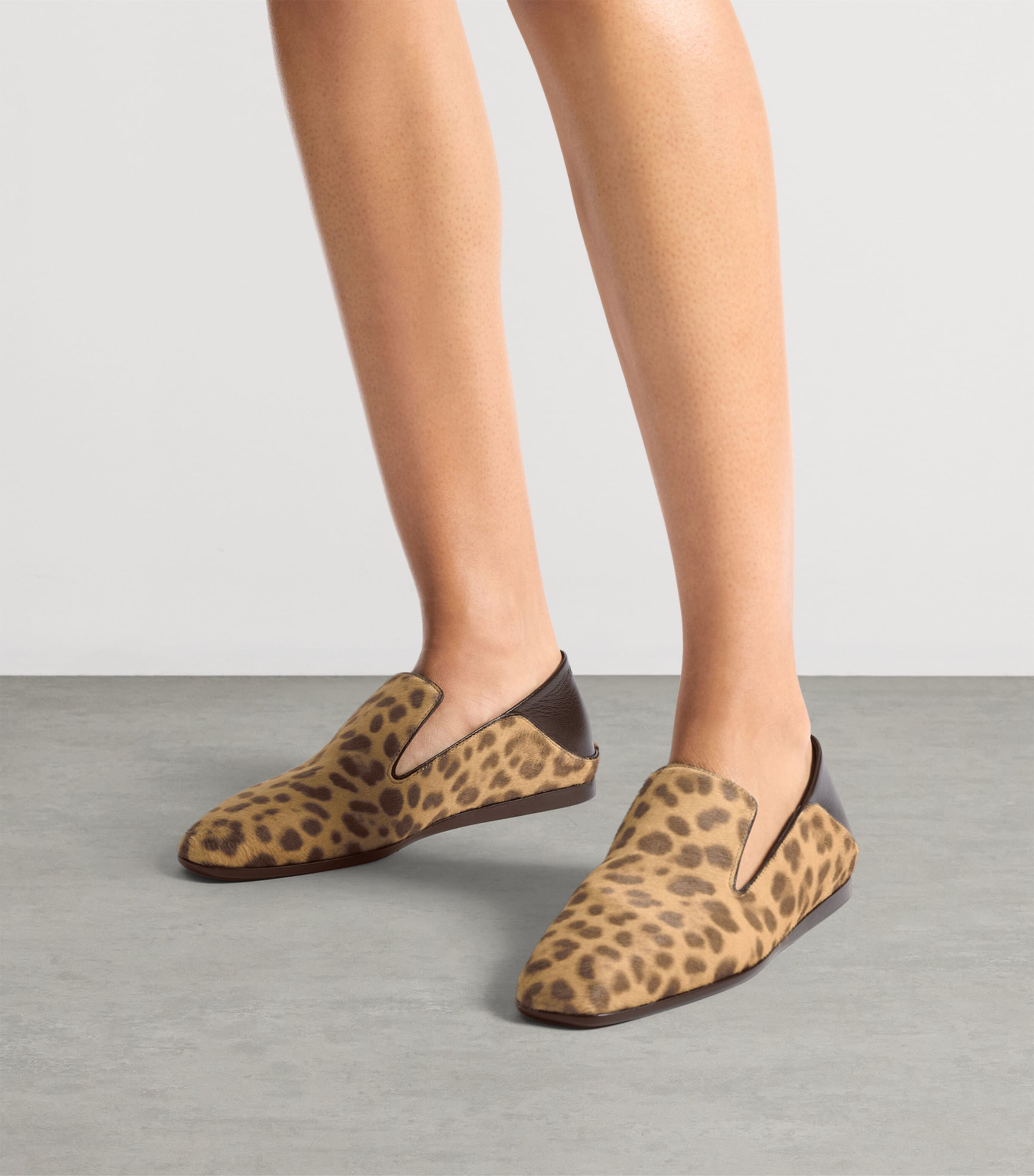 Eliot Calf Leather Leopard Print Slippers NATURAL Image 2