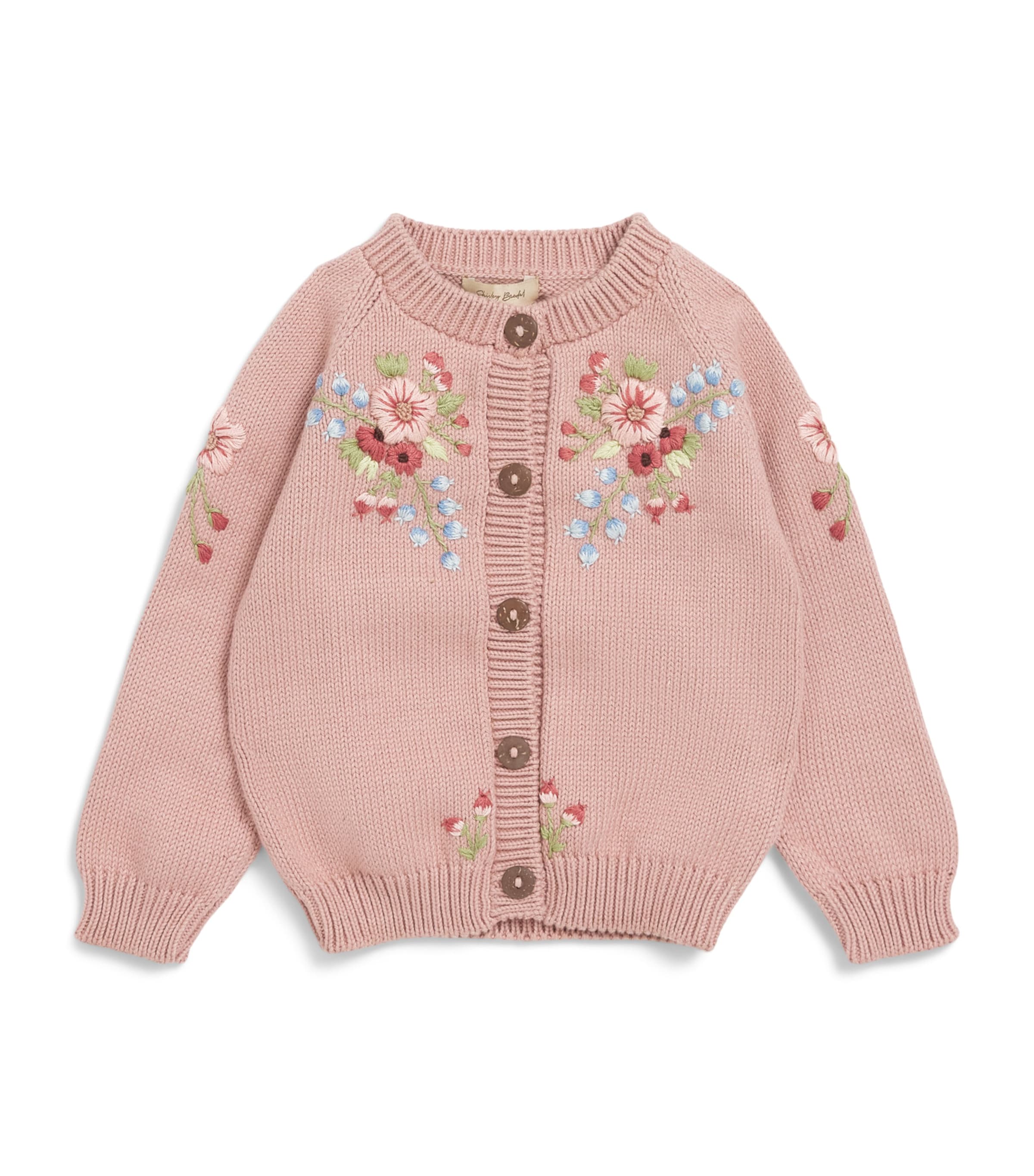 Shirley Bredal Cotton Embroidered Midsummer Cardigan (12 Months - 4 Years) D Dahlia Image 1