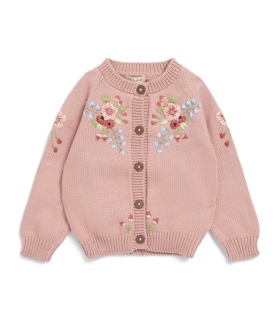 Shirley Bredal Cotton Embroidered Midsummer Cardigan (12 Months - 4 Years) D Dahlia Image 1
