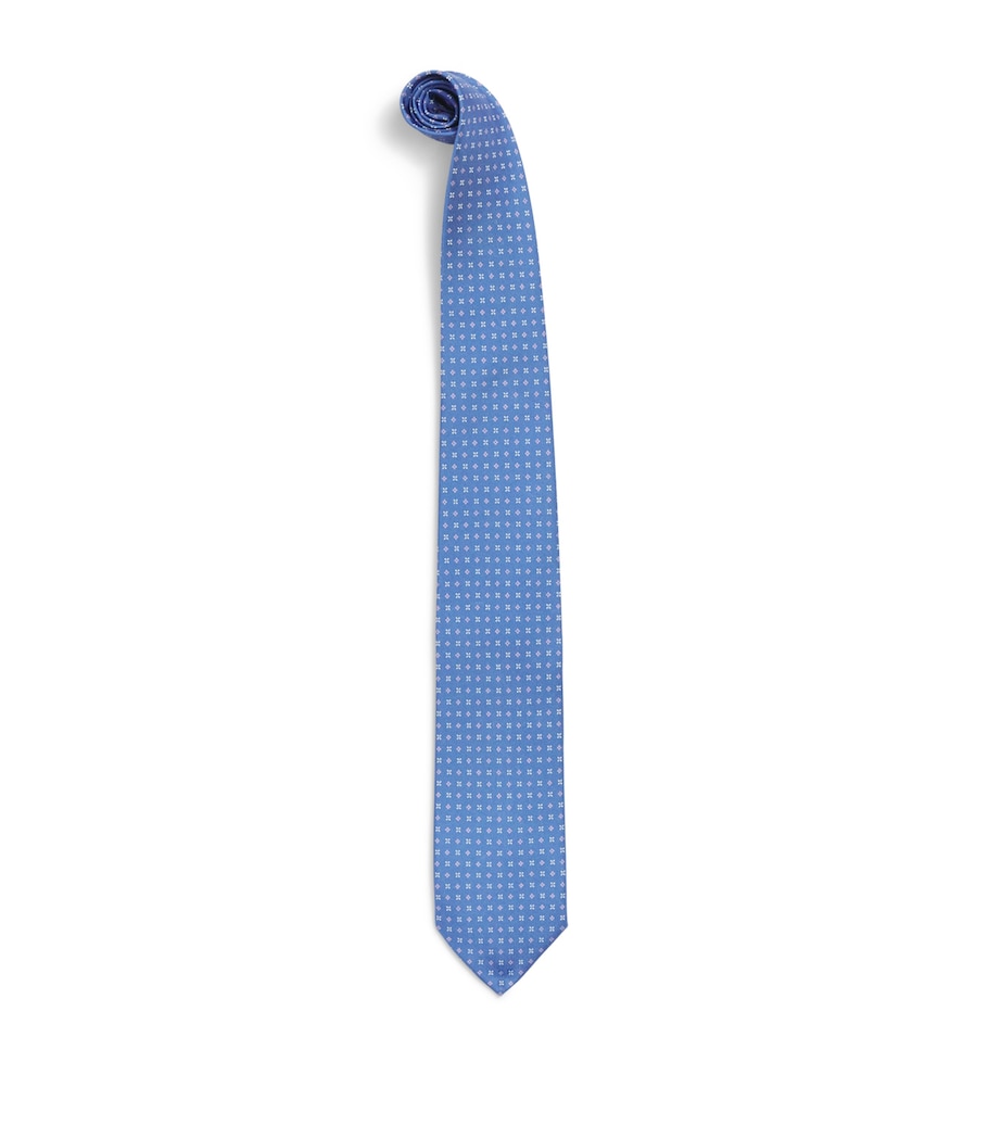 E. Marinella Silk Printed Tie Blue Image 1