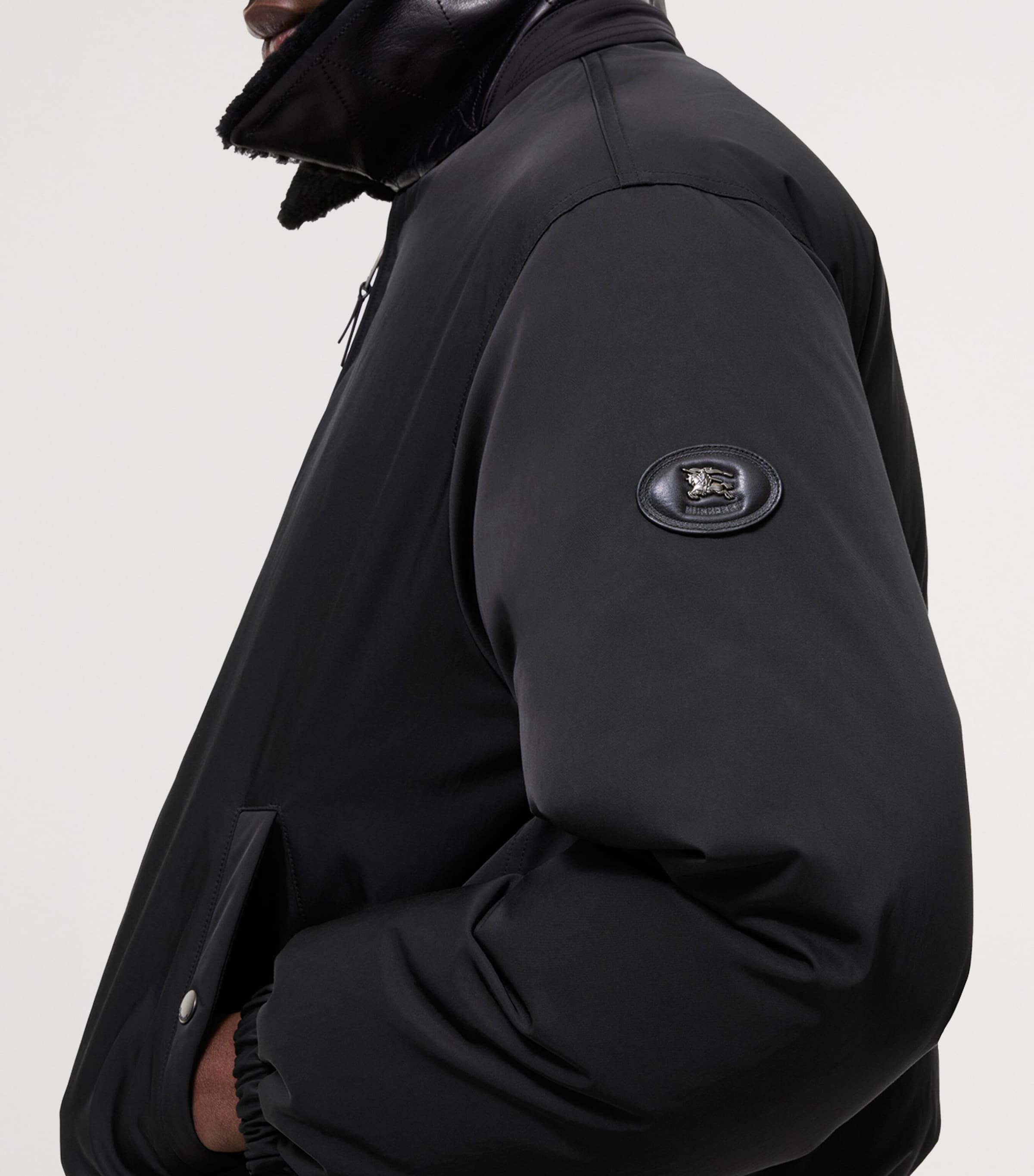 Burberry Mens Aviator Bomber Jacket Black Image 3