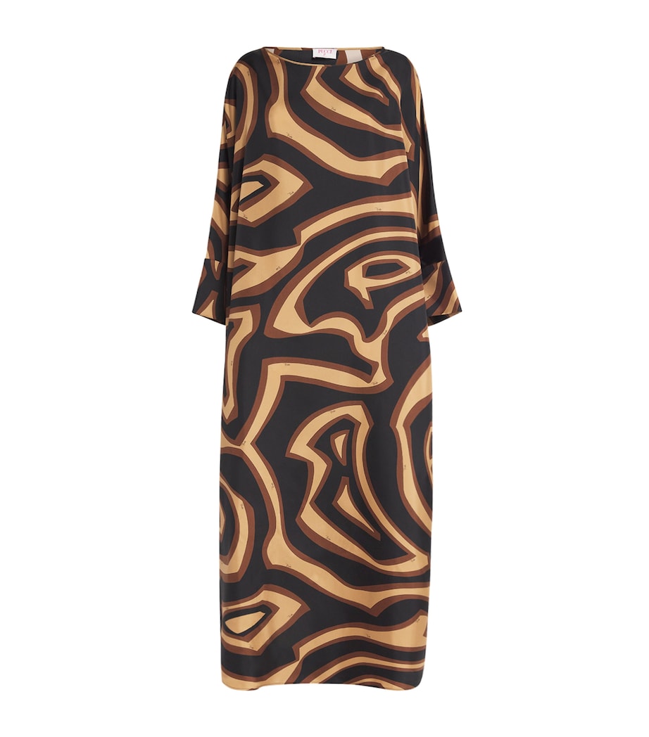 Silk Labirinto Print Maxi Kaftan Dress 049/BLACK GOLD Image 1