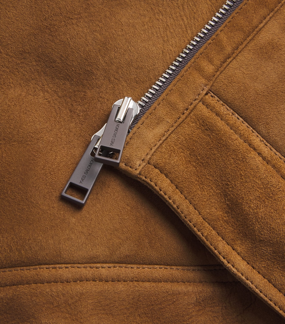 Suede Knit-Collar Jacket B3198 CARAMEL CHOCO Image 5