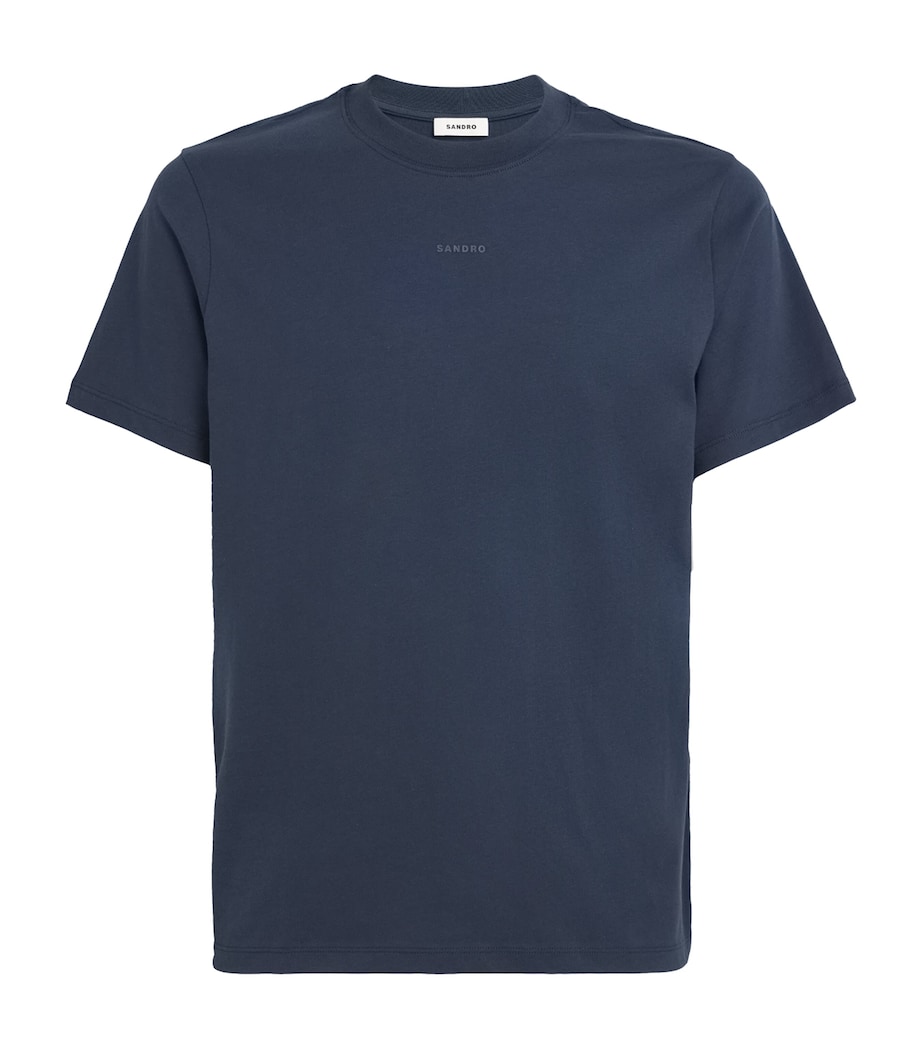 Sandro Paris Mens Organic Cotton Logo T-Shirt Navy Blue Image 1