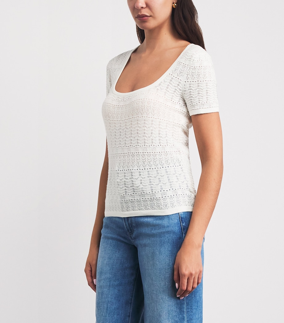 PAIGE Womens Etoile Pointelle Top Ivory Image 4