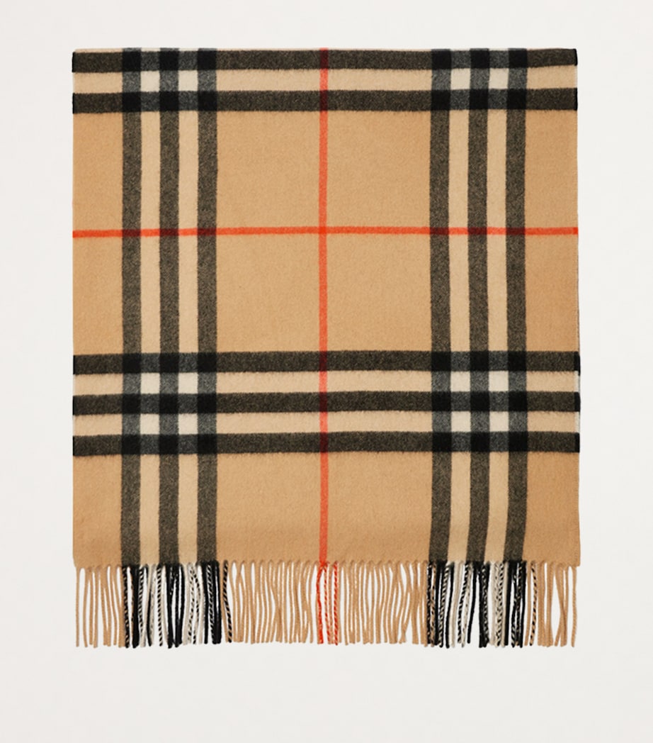 Wide Cashmere Check Scarf SAND Image 2
