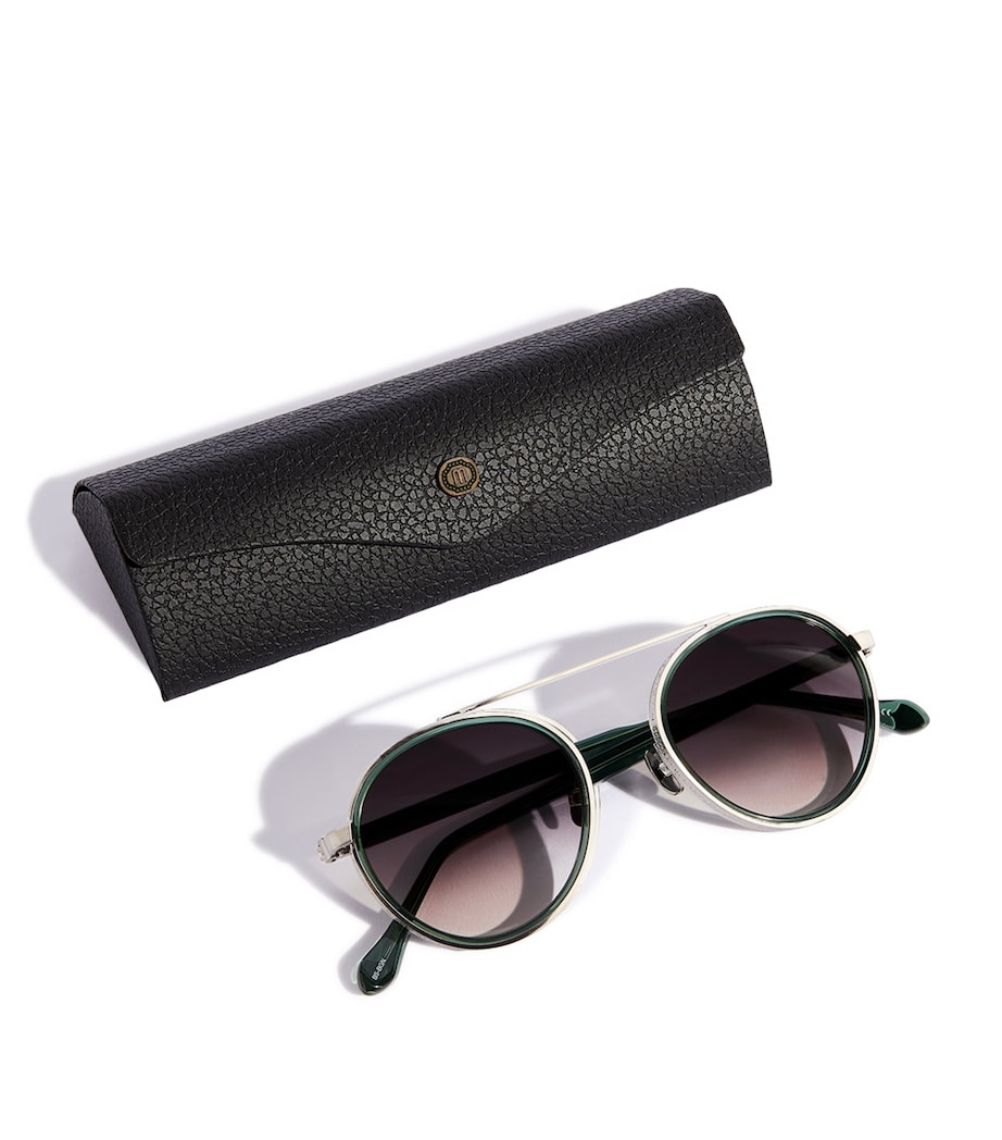 Matsuda M3125 Sunglasses Brshd Slvr Bttle Grn Image 3