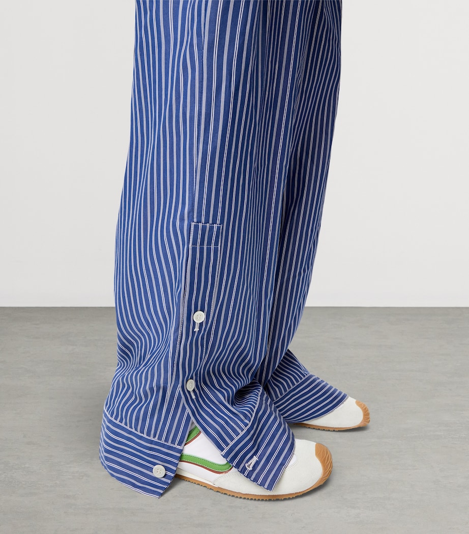 LOEWE Mens Cotton-Blend Stripe Trousers Navy/white Image 5