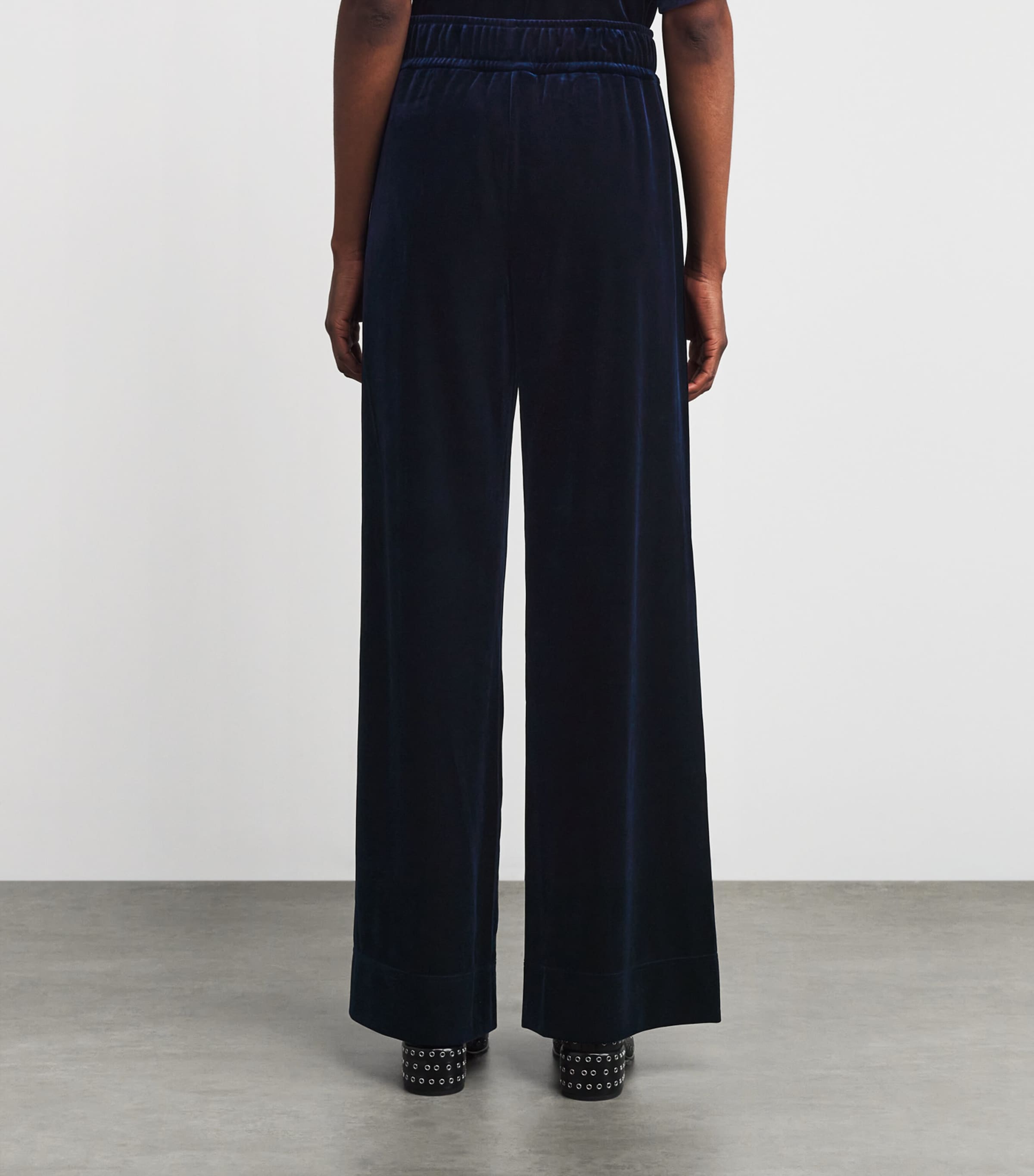 Velour Wide-Leg Trousers EVENING BLUE Image 4