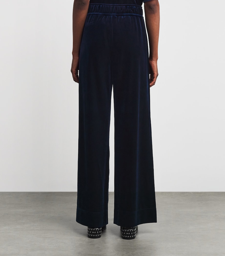 Velour Wide-Leg Trousers EVENING BLUE Image 4