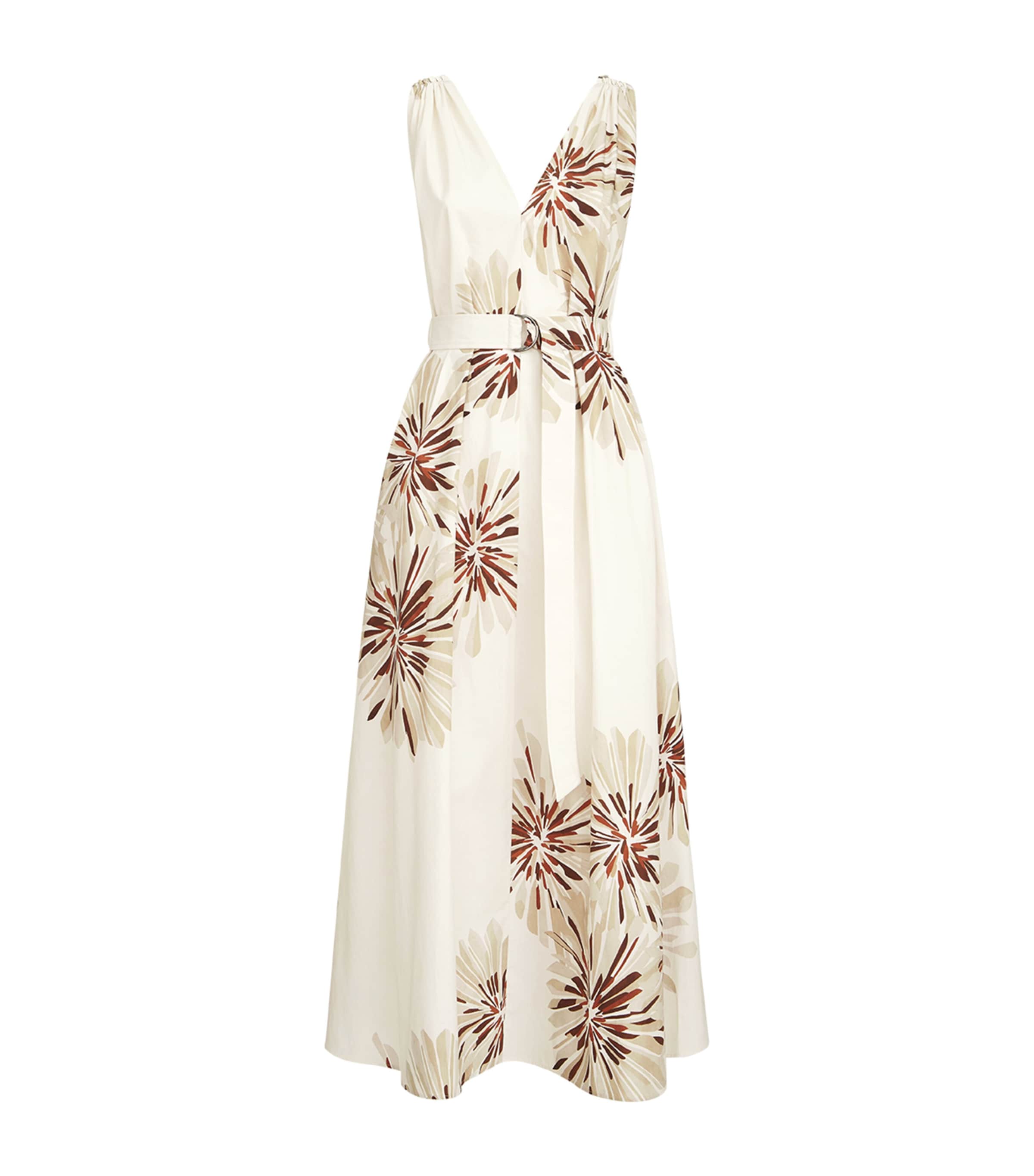 Brunello Cucinelli Womens Cotton Floral Midi Dress Image 1