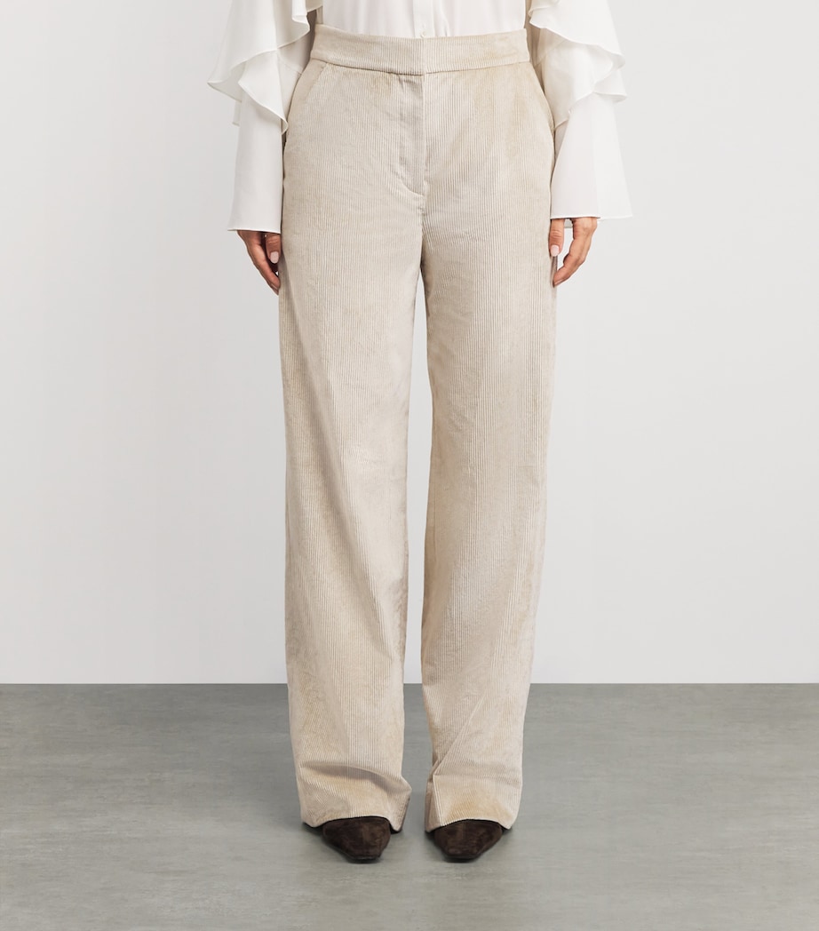 Corduroy Grigore Wide-Leg Trousers HEATHERED SAND Image 3