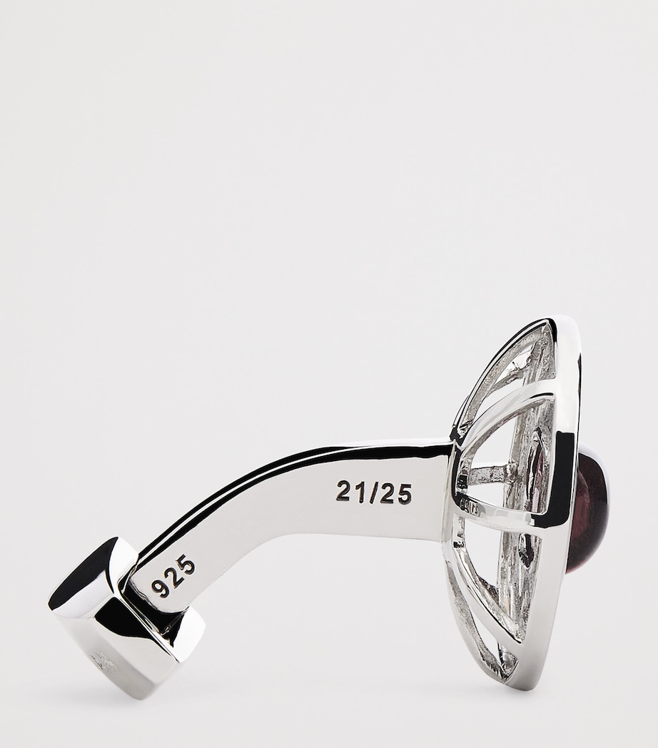Sterling Silver Tourmaline Satellite Cufflinks RED Image 4