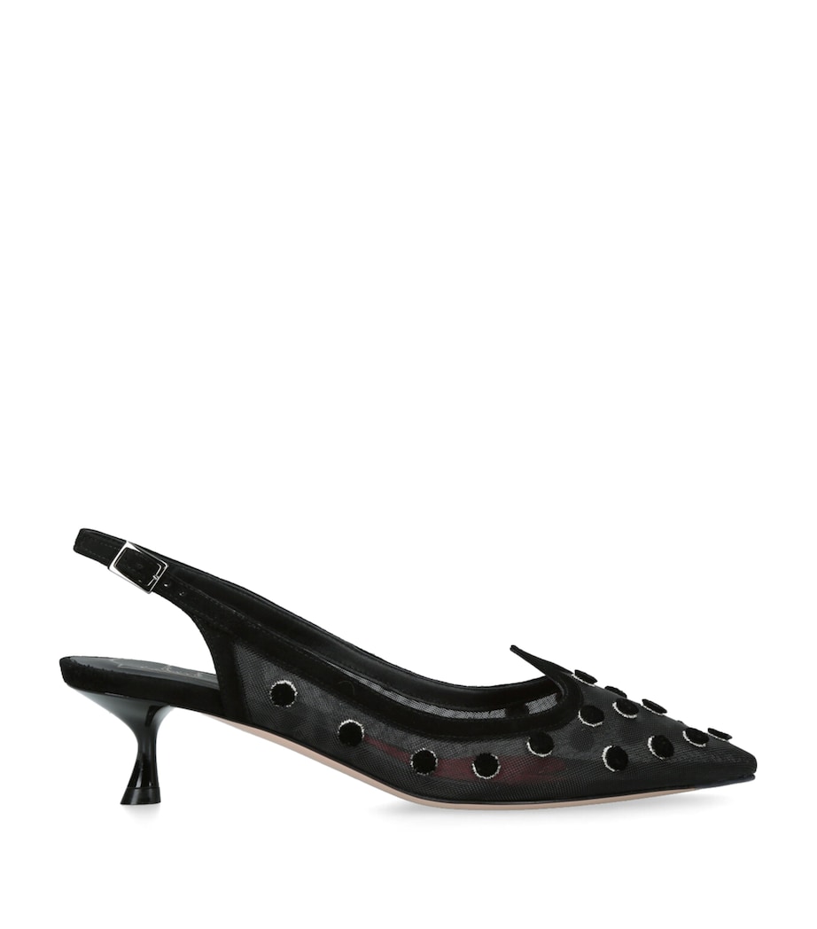 Roger Vivier Womens Mesh I Love Vivier Slingback Pumps 45 Black Image 1