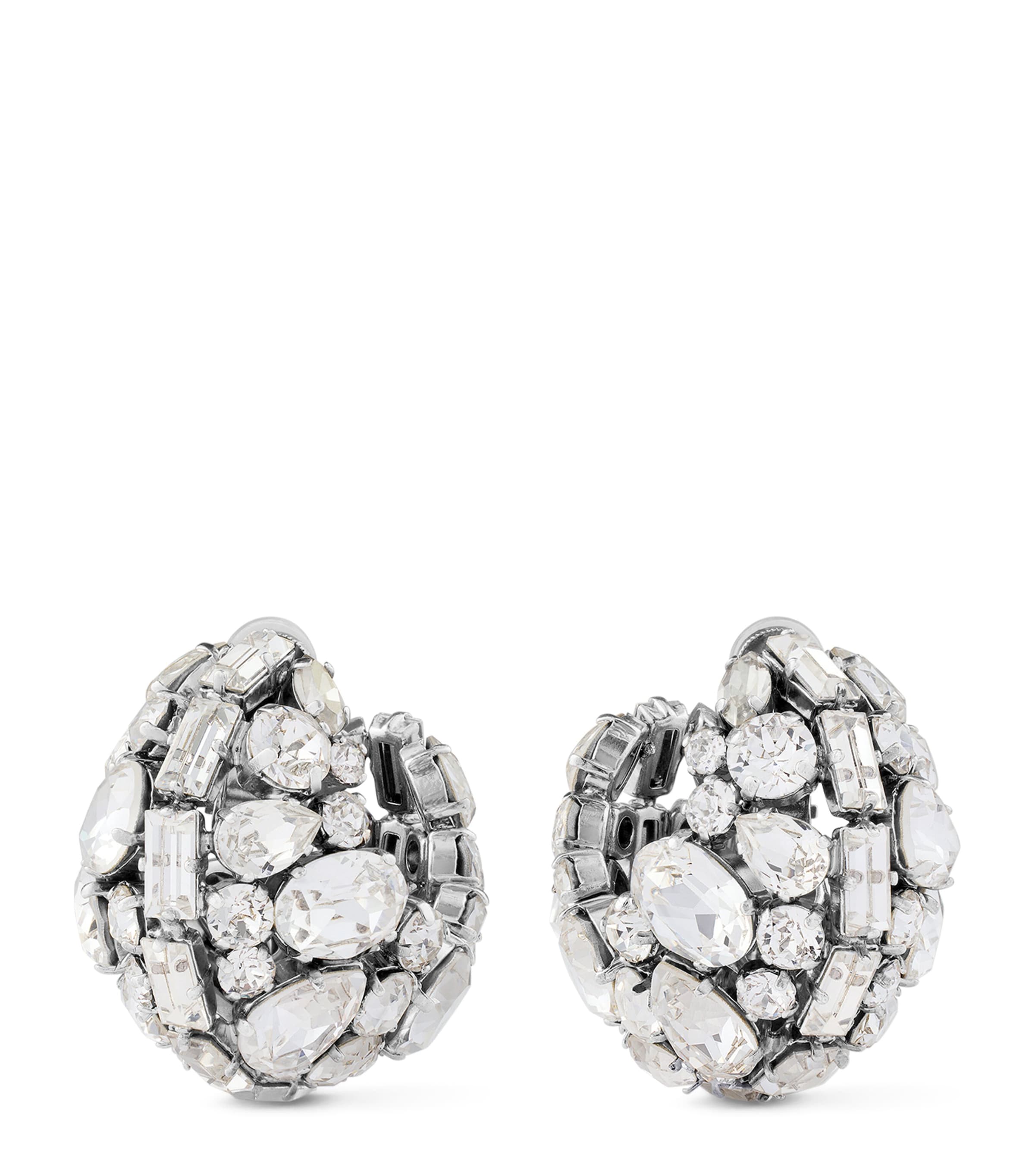 Crystal-Embellished Clip-On Earrings SILVERY Image 1